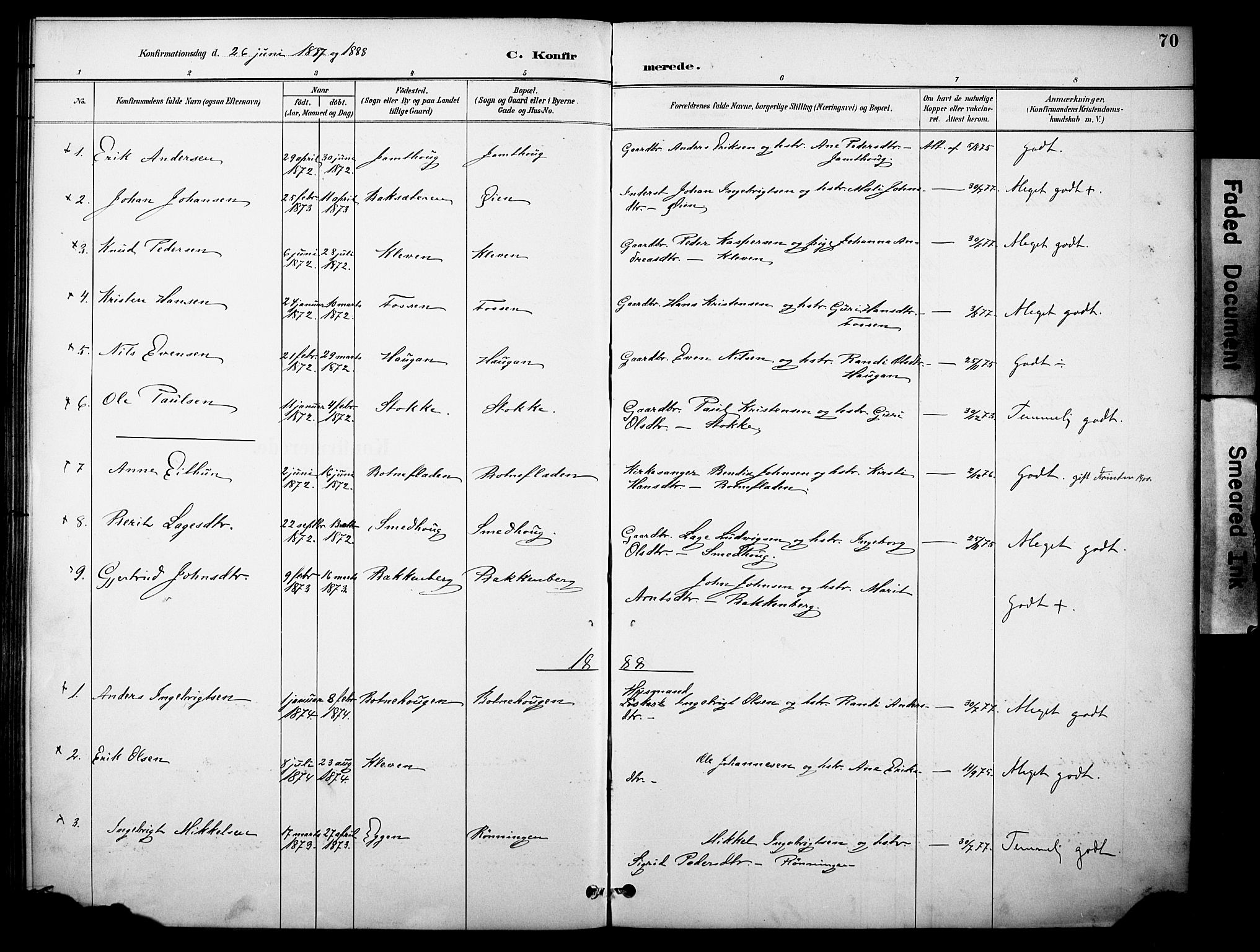 Kvikne prestekontor, AV/SAH-PREST-064/H/Ha/Haa/L0007: Ministerialbok nr. 7, 1887-1911, s. 70