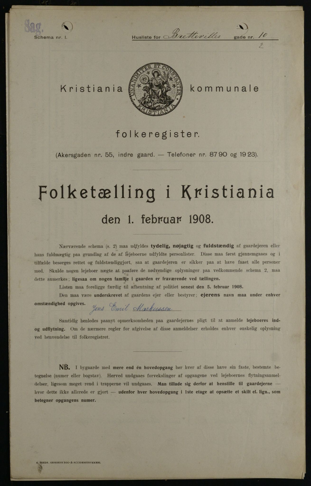 OBA, Kommunal folketelling 1.2.1908 for Kristiania kjøpstad, 1908, s. 8350