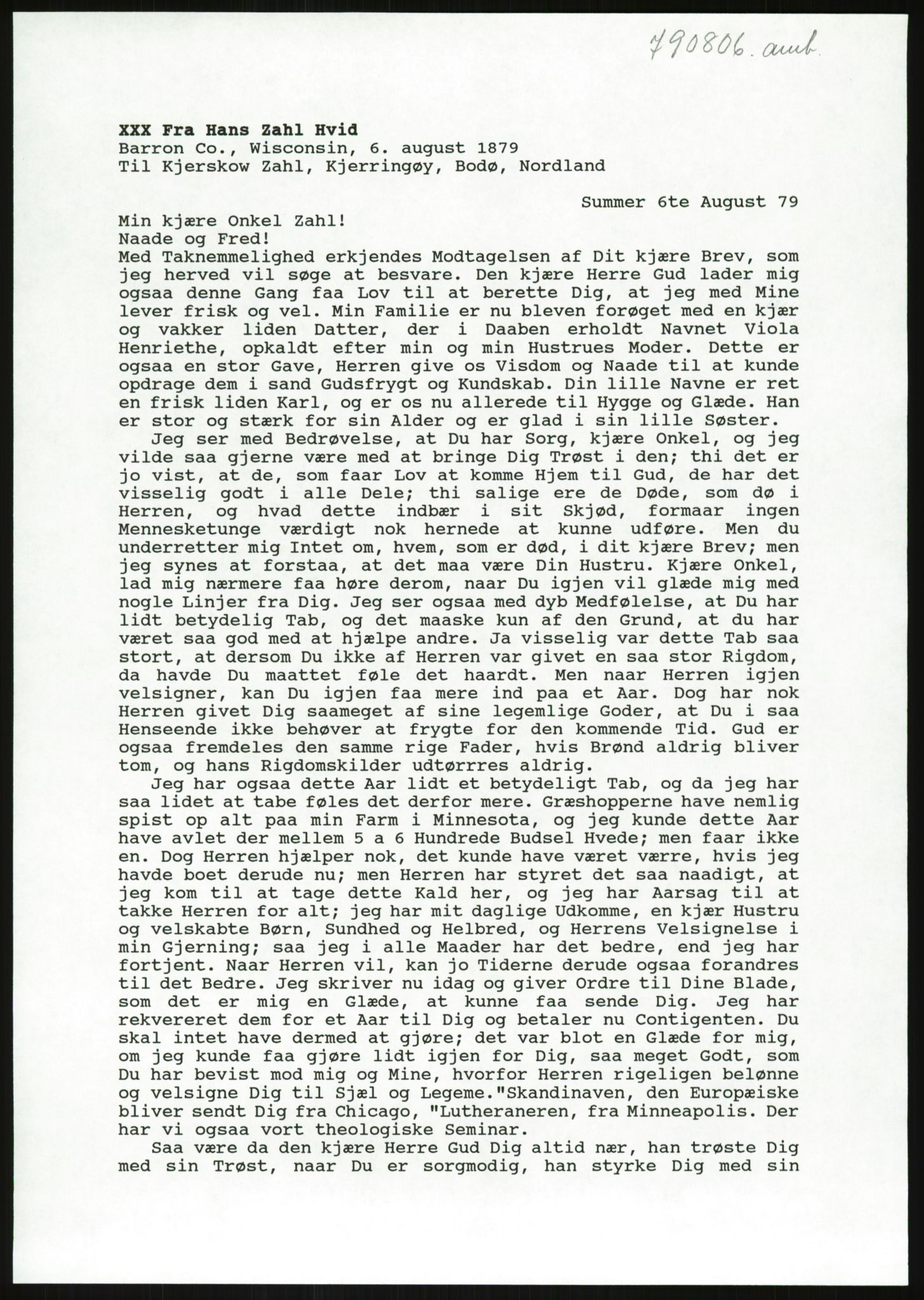 Samlinger til kildeutgivelse, Amerikabrevene, AV/RA-EA-4057/F/L0036: Innlån fra Nordland: Kjerringøyarkivet, 1838-1914, s. 293