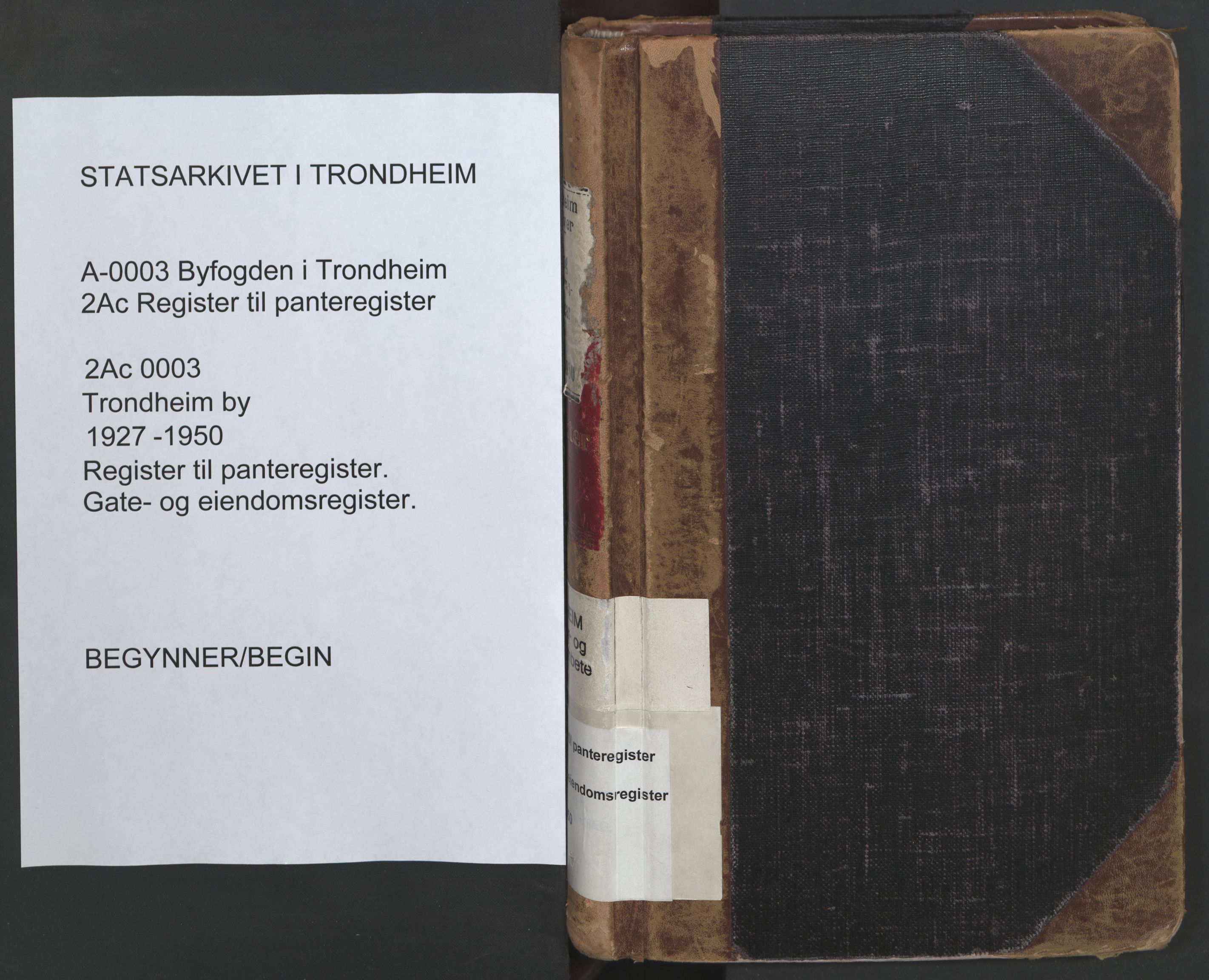 Trondheim byfogd, SAT/A-0003/1/2/2Ac/L0003: Panteregister nr. 2Ac 03, 1927-1950