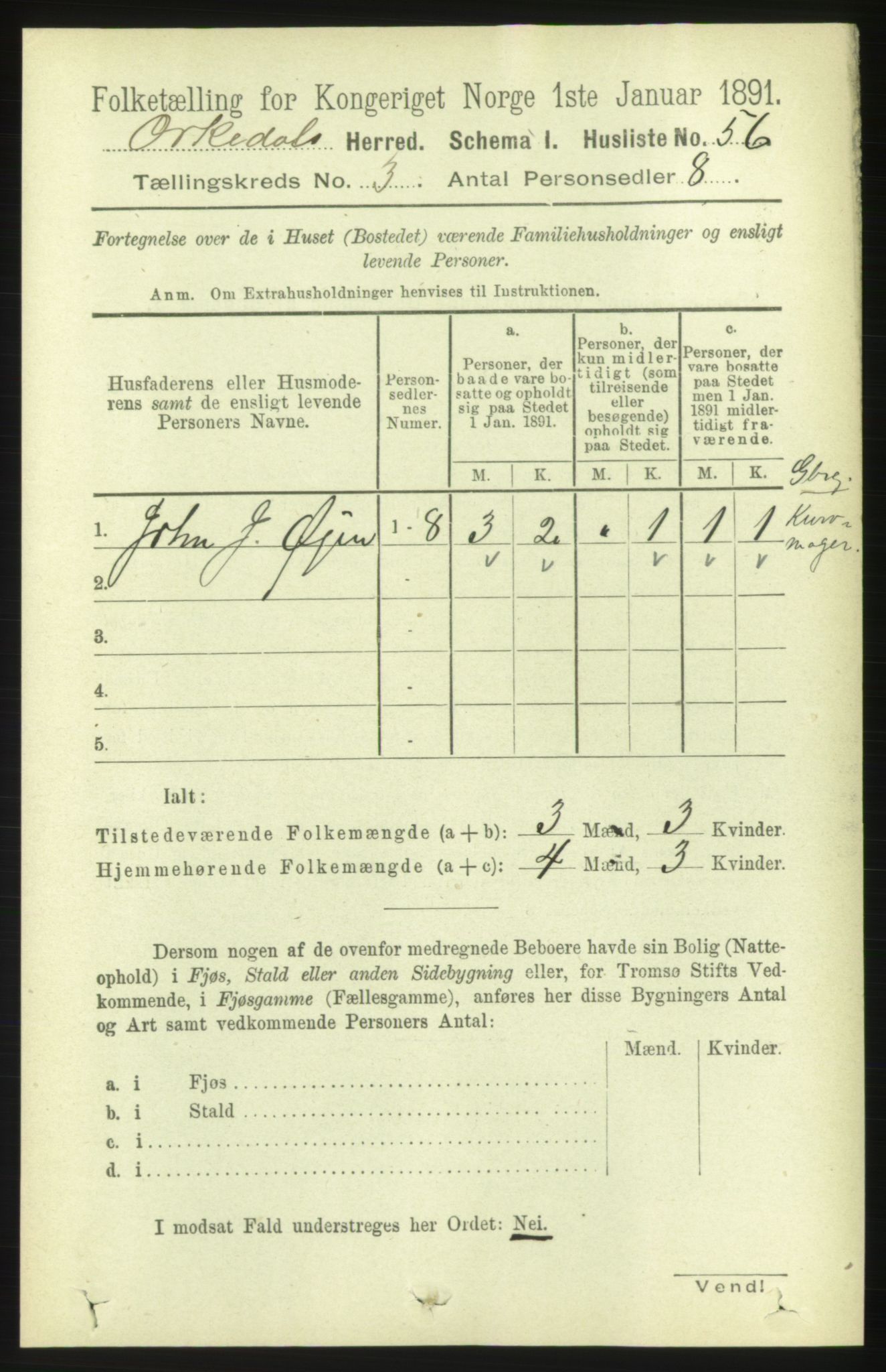 RA, Folketelling 1891 for 1638 Orkdal herred, 1891, s. 1473