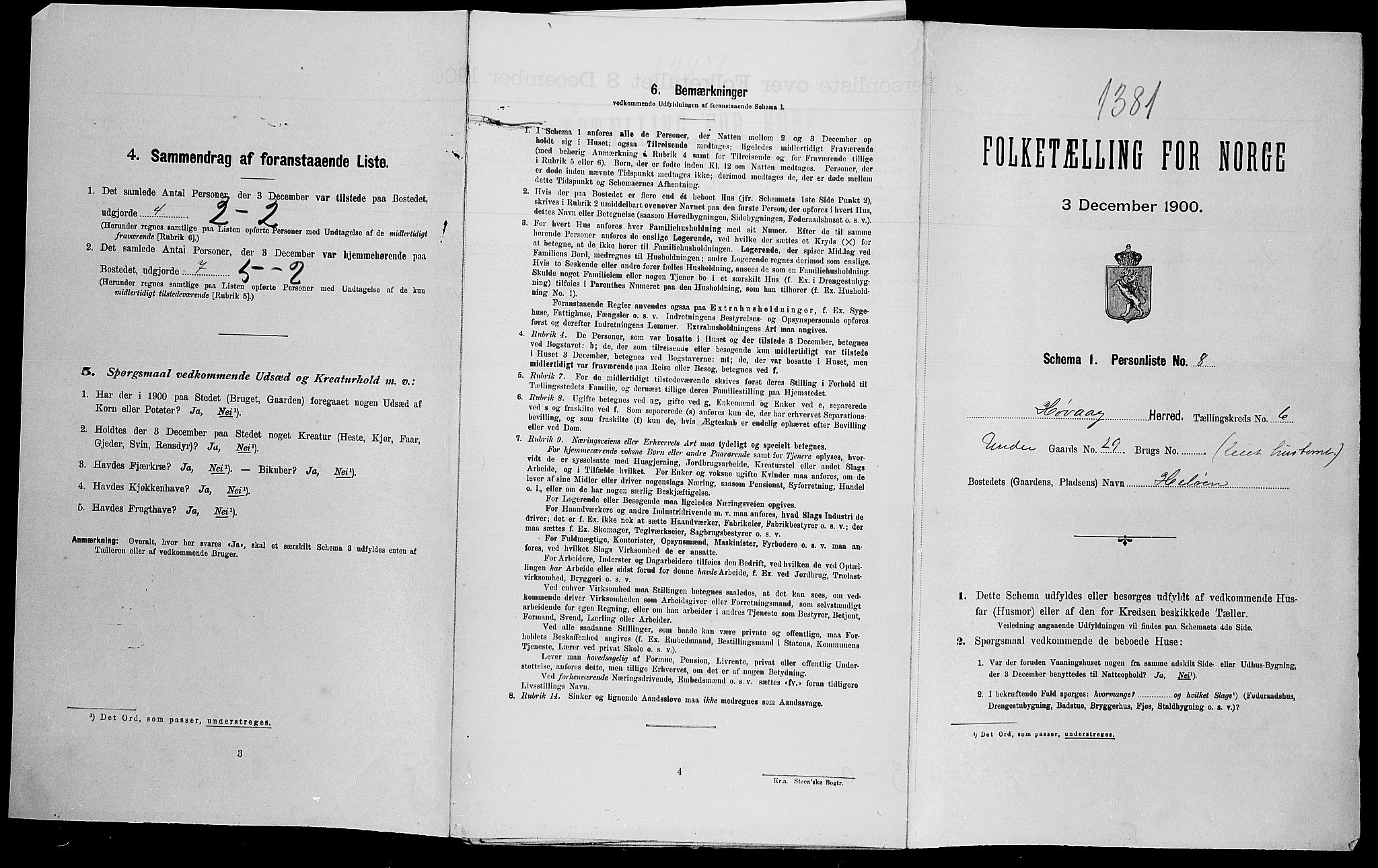 SAK, Folketelling 1900 for 0927 Høvåg herred, 1900, s. 621