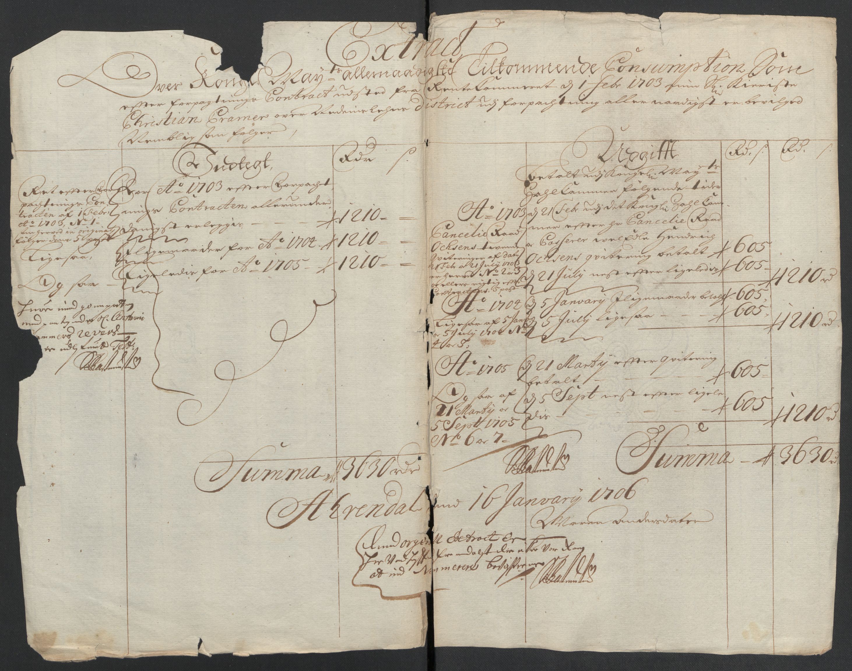 Rentekammeret inntil 1814, Reviderte regnskaper, Fogderegnskap, RA/EA-4092/R39/L2317: Fogderegnskap Nedenes, 1704-1705, s. 127