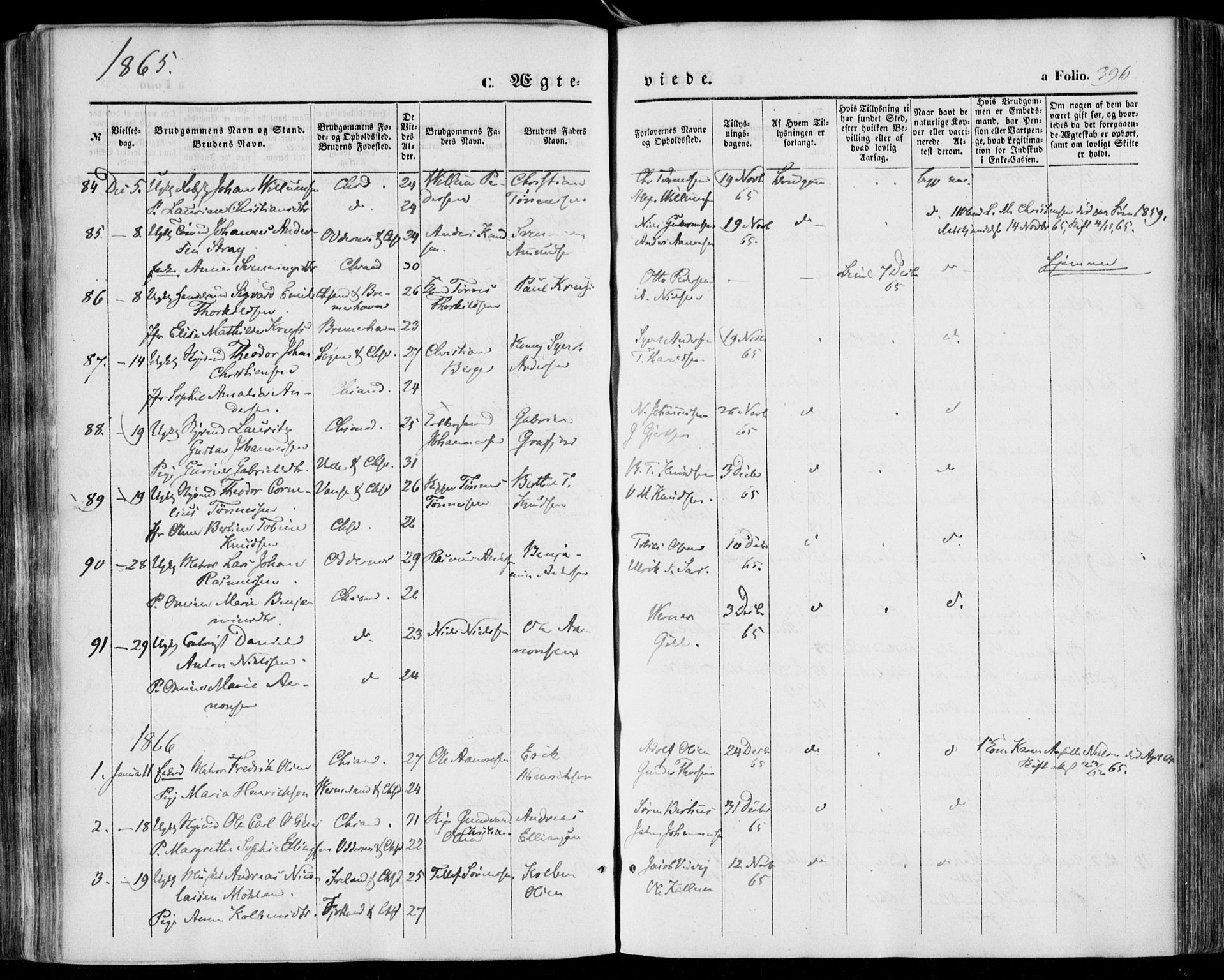 Kristiansand domprosti, AV/SAK-1112-0006/F/Fa/L0014: Ministerialbok nr. A 14, 1852-1867, s. 396