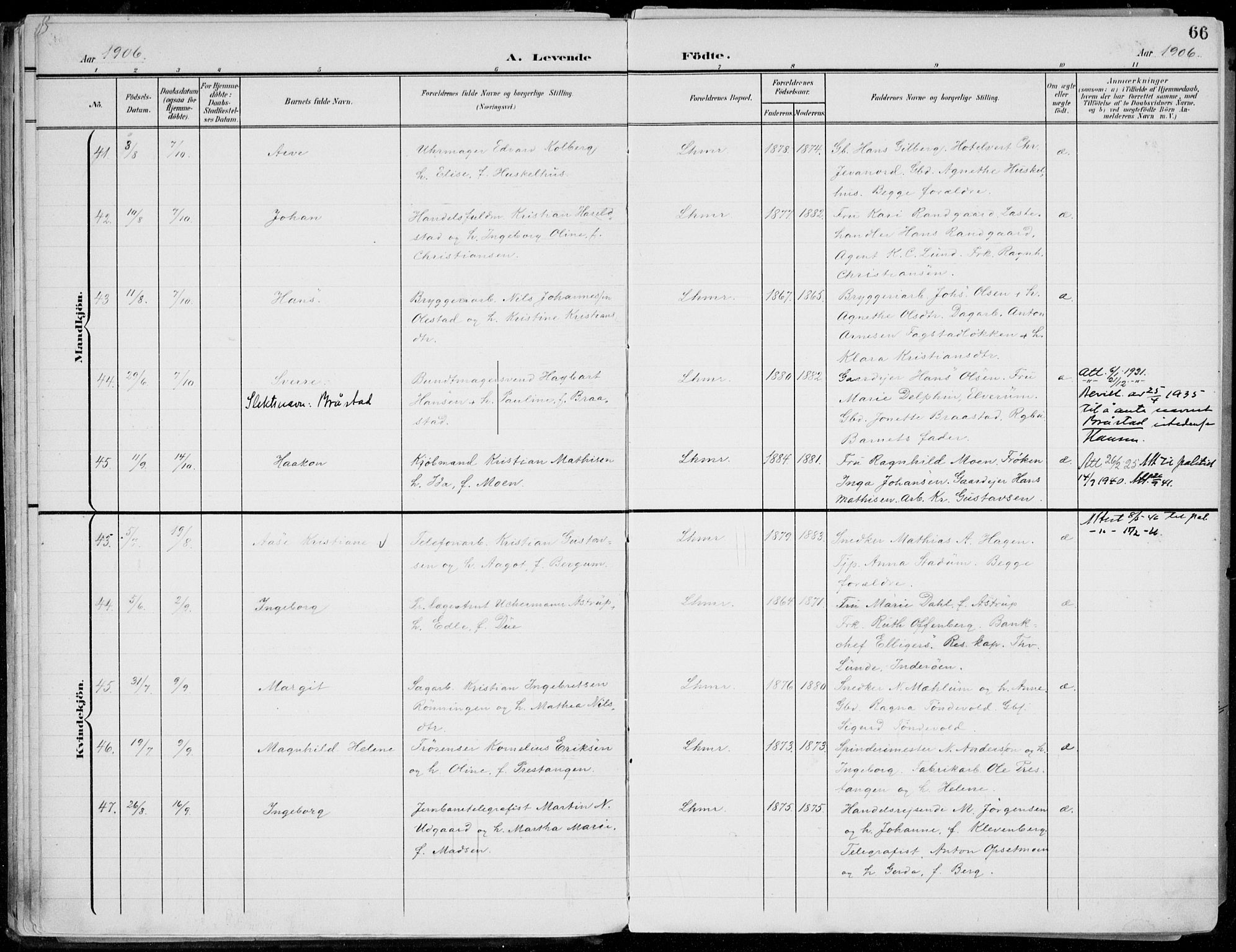 Lillehammer prestekontor, AV/SAH-PREST-088/H/Ha/Haa/L0001: Ministerialbok nr. 1, 1901-1916, s. 66