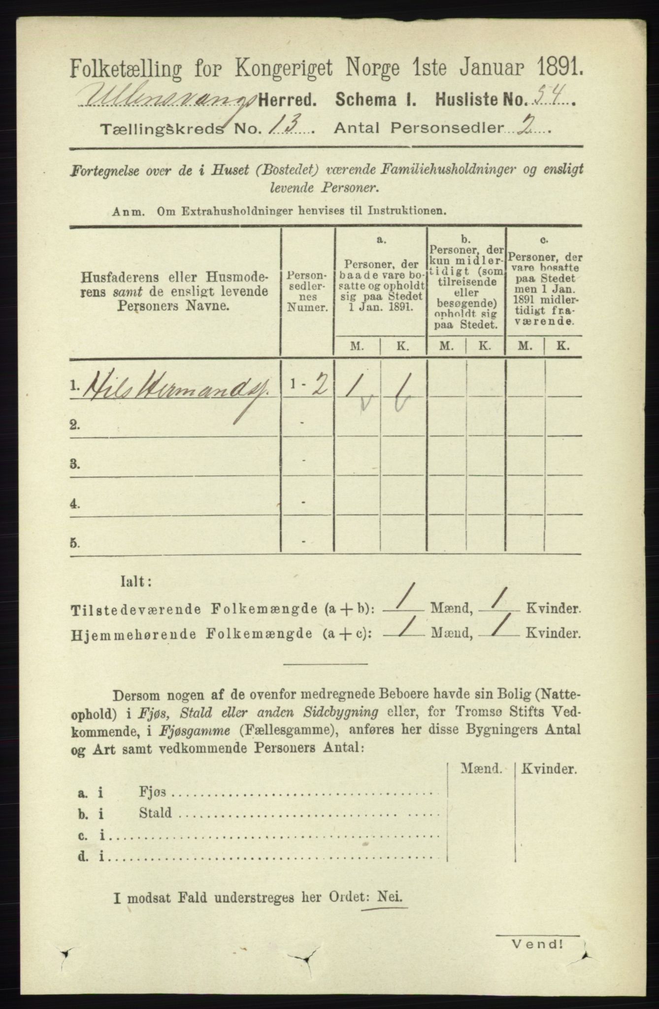 RA, Folketelling 1891 for 1230 Ullensvang herred, 1891, s. 5075