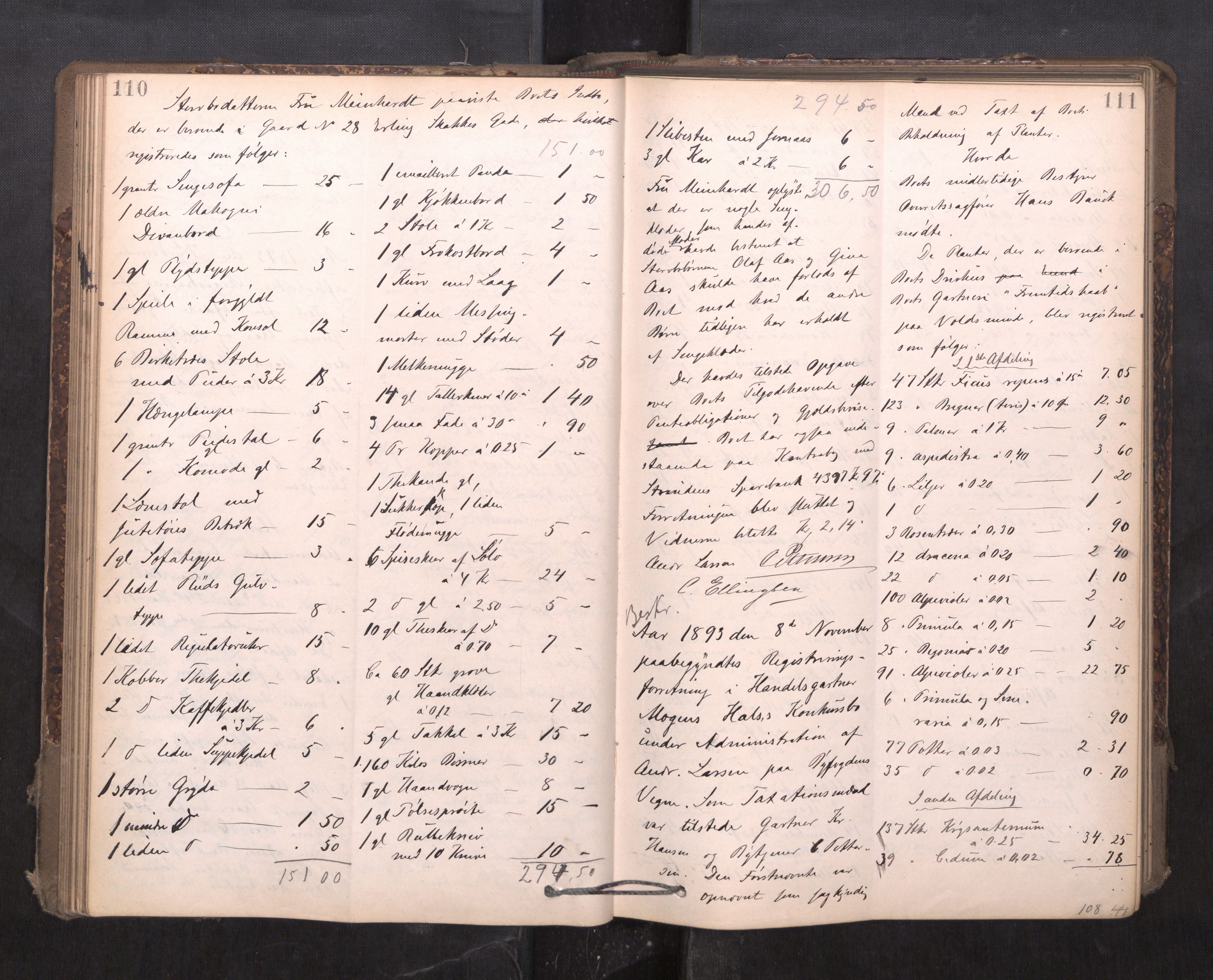 Trondheim byfogd, AV/SAT-A-0003/1/3/3C/L0015: Skifteregistreringsprotokoll - 24/2-21/3 (u/ register), 1893-1899, s. 110-111