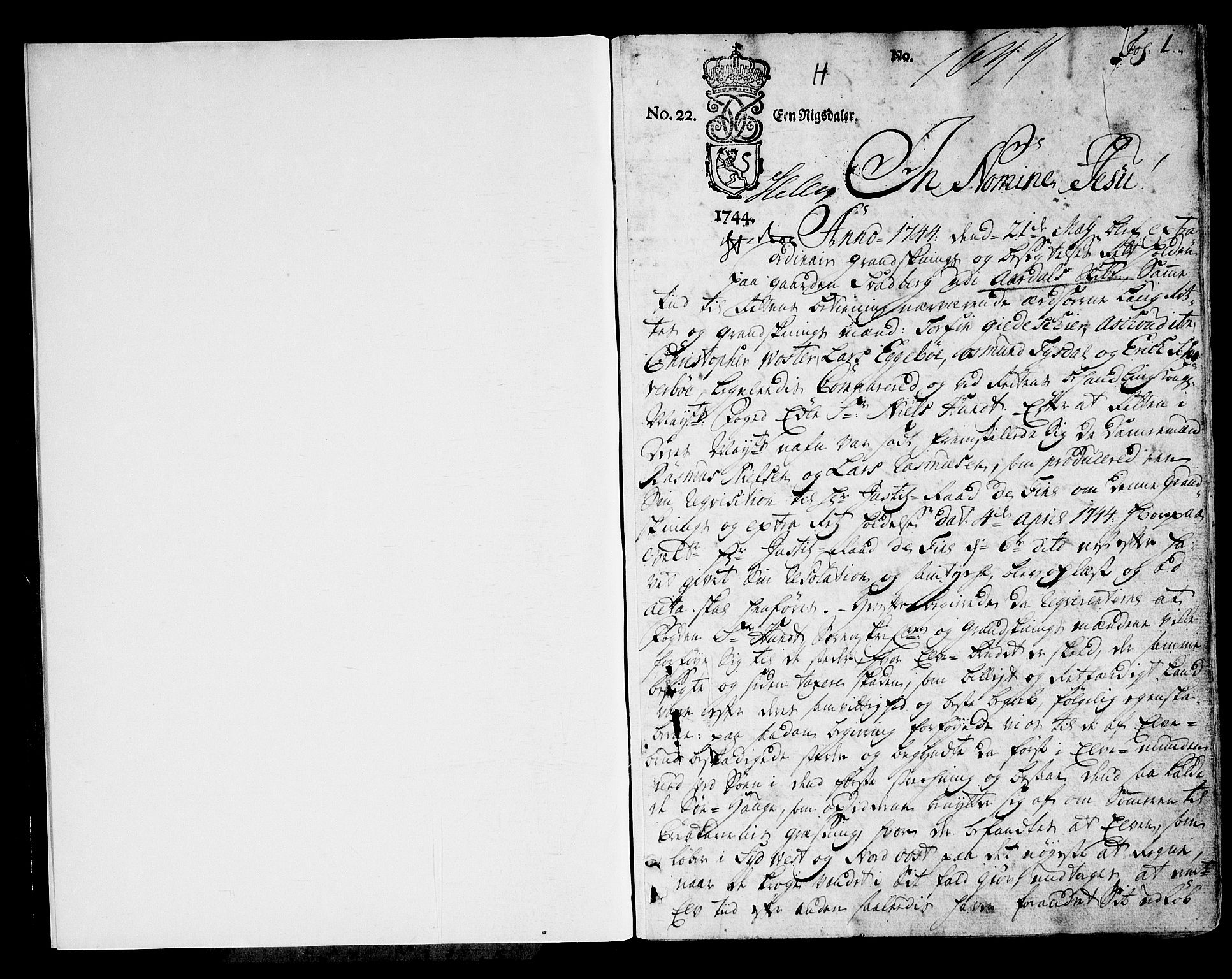 Ryfylke tingrett, AV/SAST-A-100055/001/I/IB/IBBa/L0051: Tingbok, Karmsund og Hesby, 1744-1748, s. 0b-1a