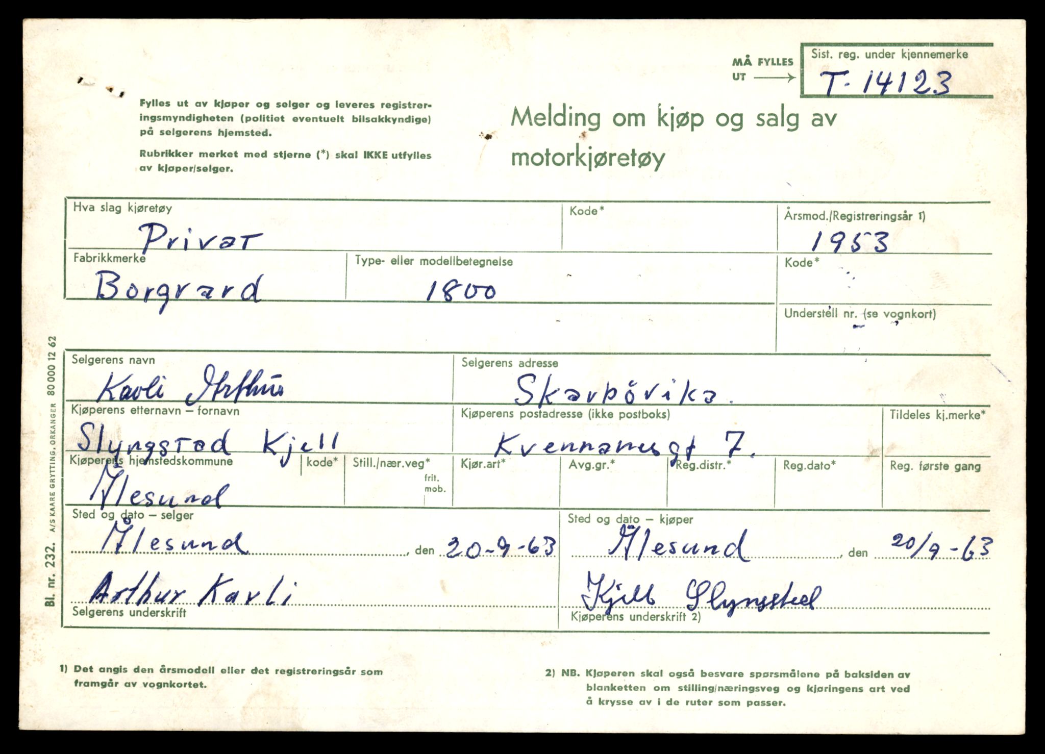 Møre og Romsdal vegkontor - Ålesund trafikkstasjon, AV/SAT-A-4099/F/Fe/L0043: Registreringskort for kjøretøy T 14080 - T 14204, 1927-1998, s. 1181