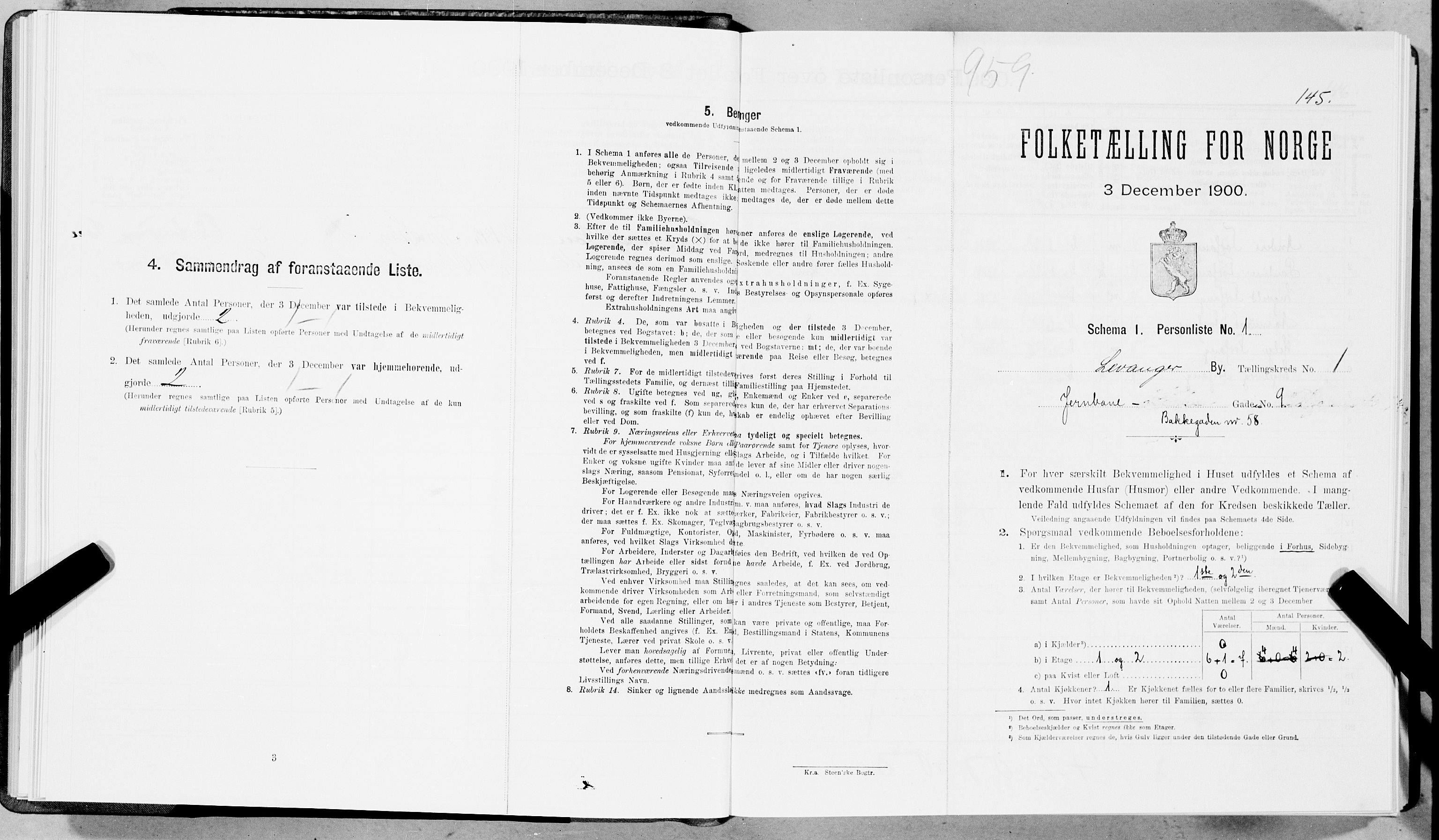 SAT, Folketelling 1900 for 1701 Levanger kjøpstad, 1900, s. 154