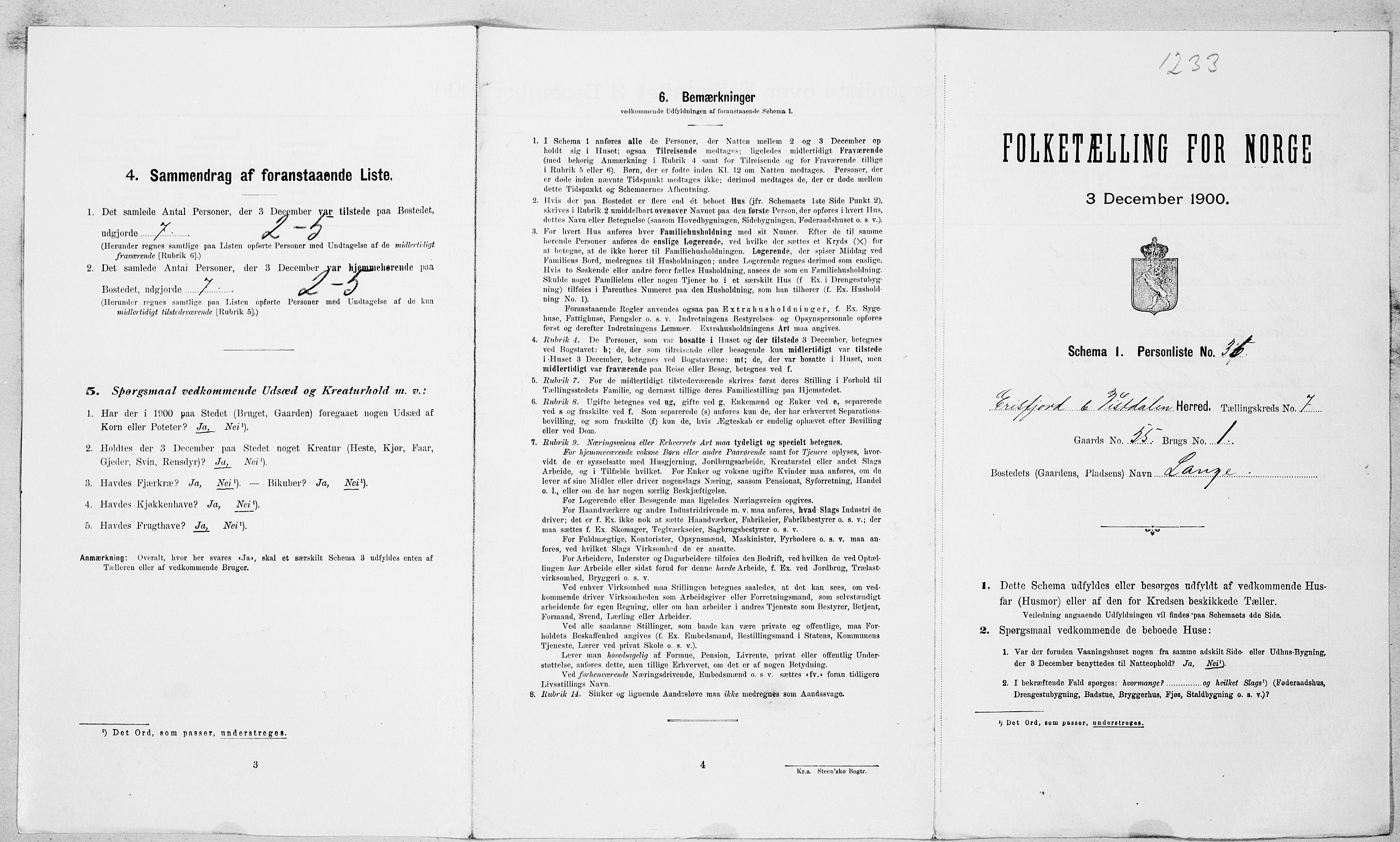 SAT, Folketelling 1900 for 1542 Eresfjord og Vistdal herred, 1900, s. 500