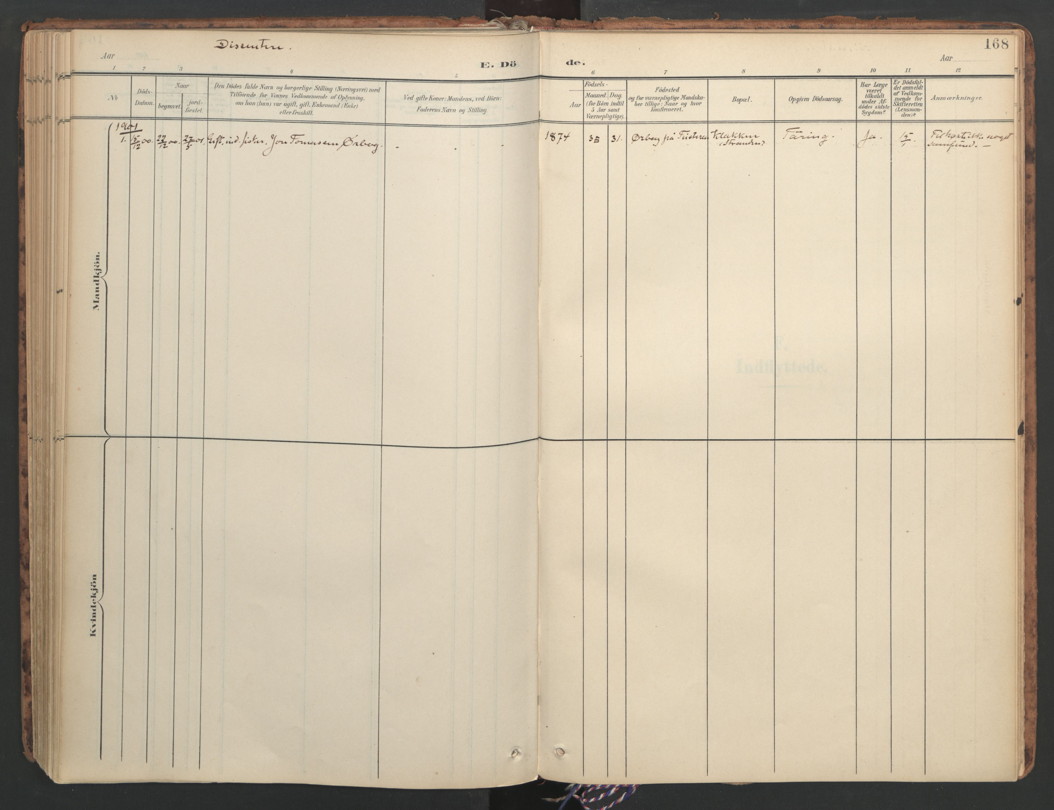 Ministerialprotokoller, klokkerbøker og fødselsregistre - Møre og Romsdal, SAT/A-1454/582/L0948: Ministerialbok nr. 582A02, 1901-1922, s. 168