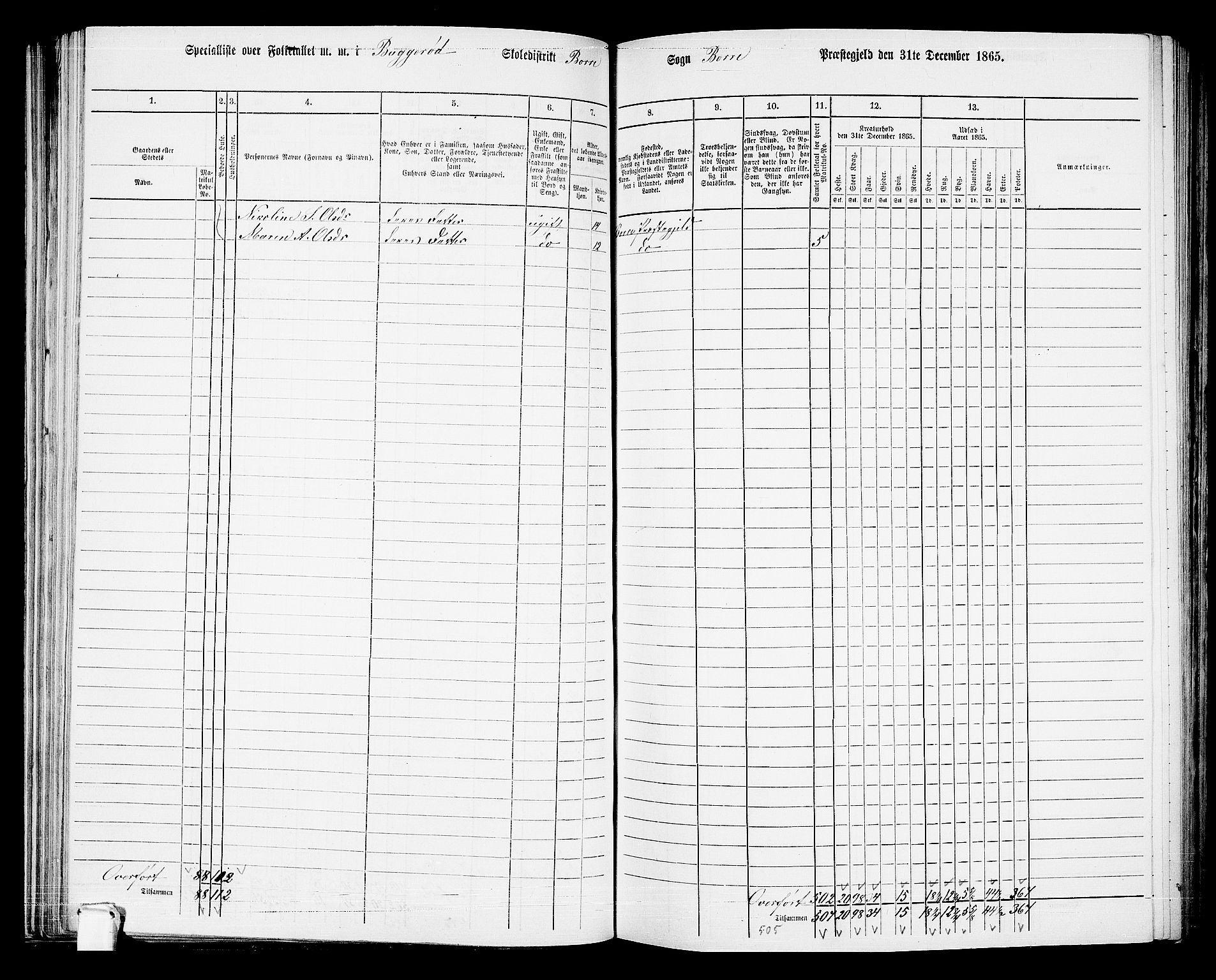 RA, Folketelling 1865 for 0717P Borre prestegjeld, Borre sokn og Nykirke sokn, 1865, s. 106