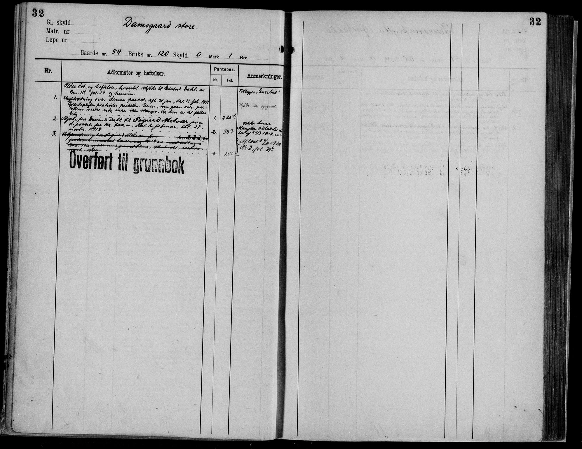 Midhordland sorenskriveri, AV/SAB-A-3001/1/G/Ga/Gab/L0115: Panteregister nr. II.A.b.115, s. 32