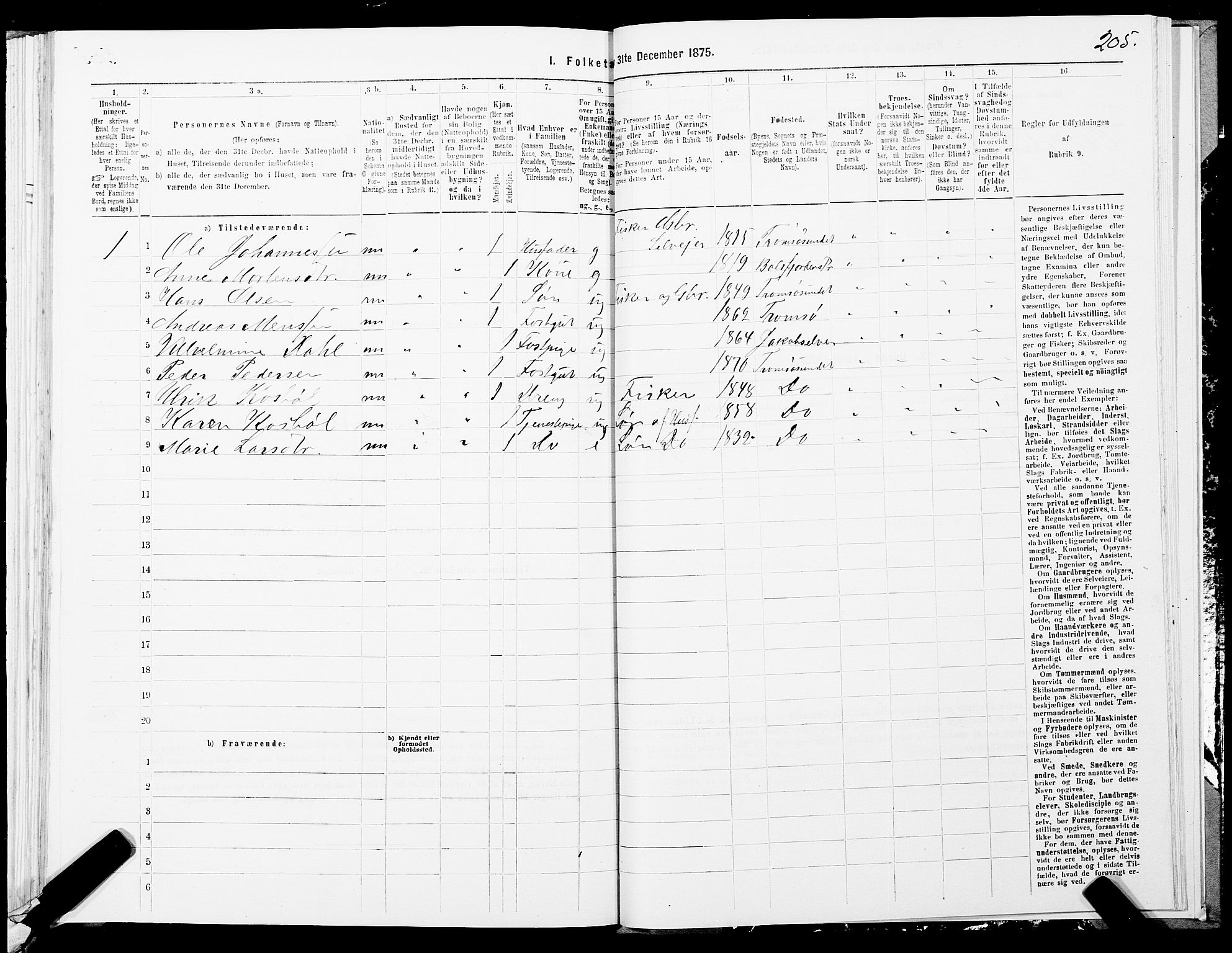 SATØ, Folketelling 1875 for 1934P Tromsøysund prestegjeld, 1875, s. 3205