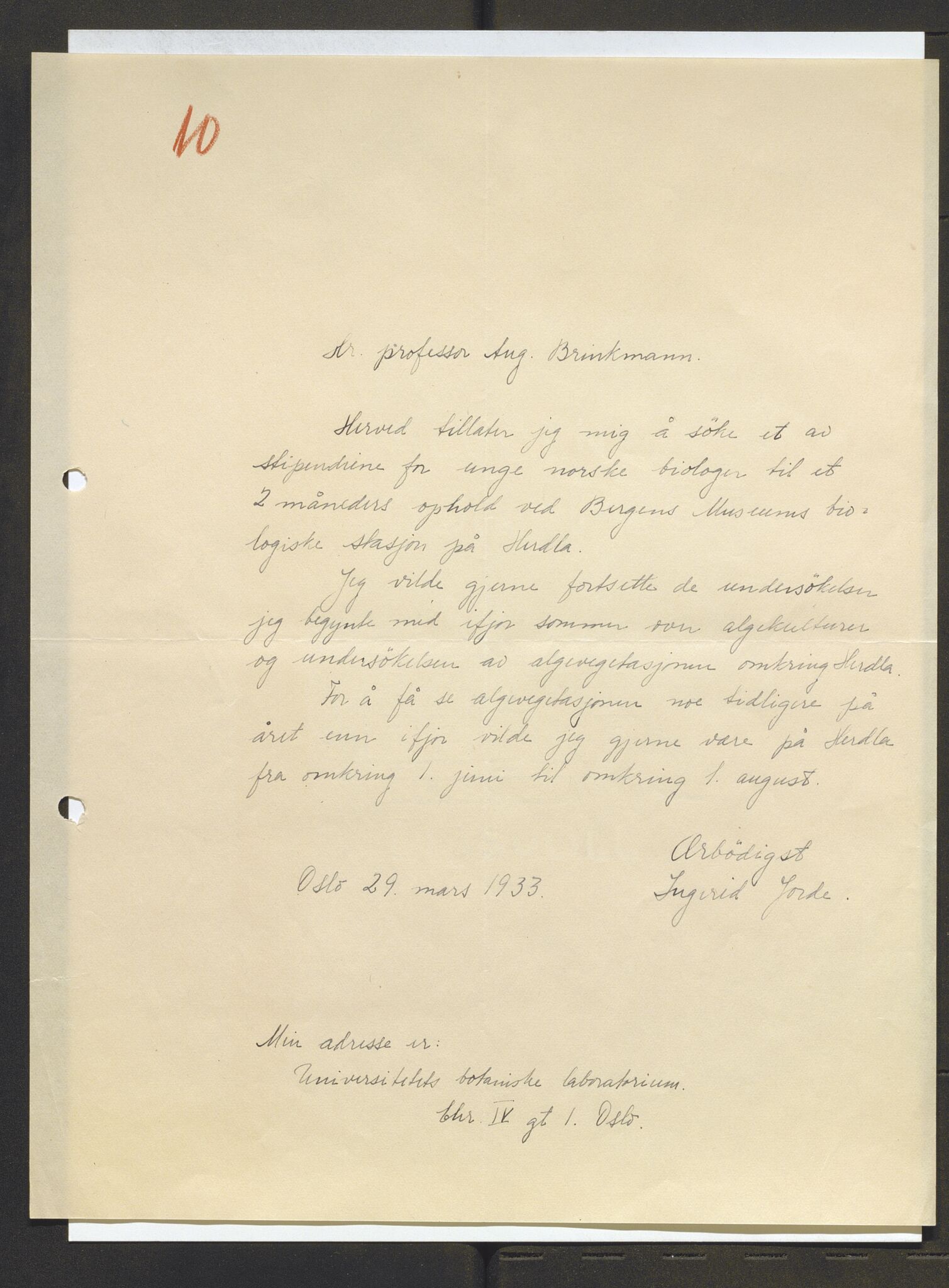 Bergens Museum, AV/SAB-A-17301/13/D/L0002: Korrespondanse , 1928-1940, s. 616