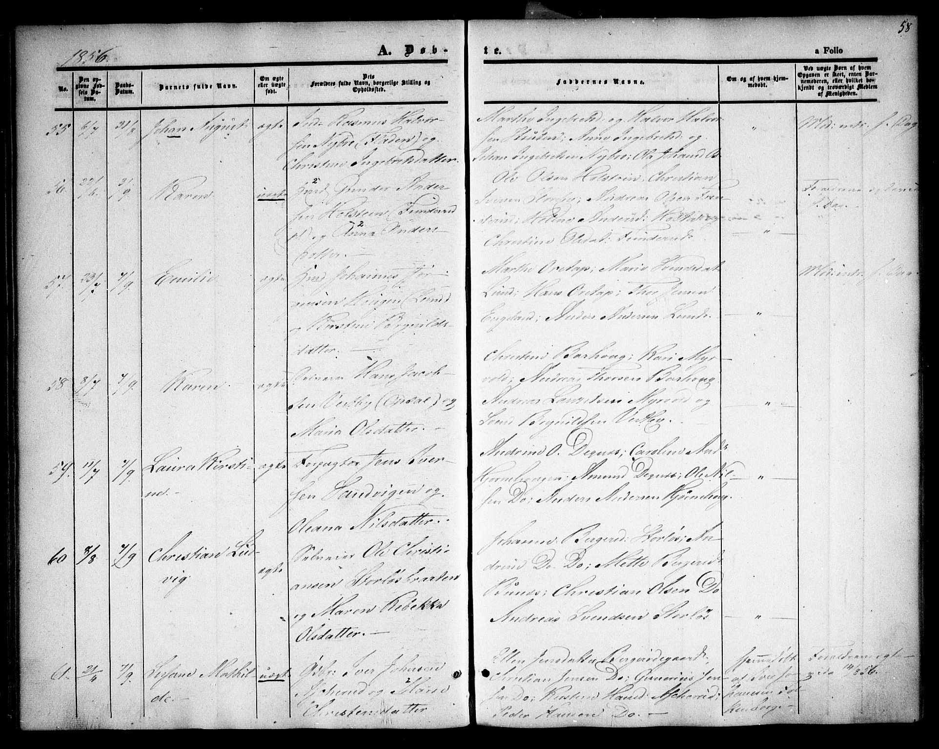 Rødenes prestekontor Kirkebøker, AV/SAO-A-2005/F/Fa/L0006: Ministerialbok nr. I 6, 1850-1859, s. 58