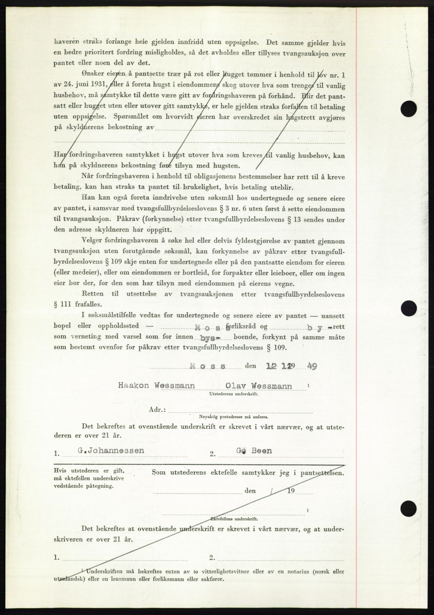 Moss sorenskriveri, SAO/A-10168: Pantebok nr. B23, 1949-1950, Dagboknr: 3928/1949
