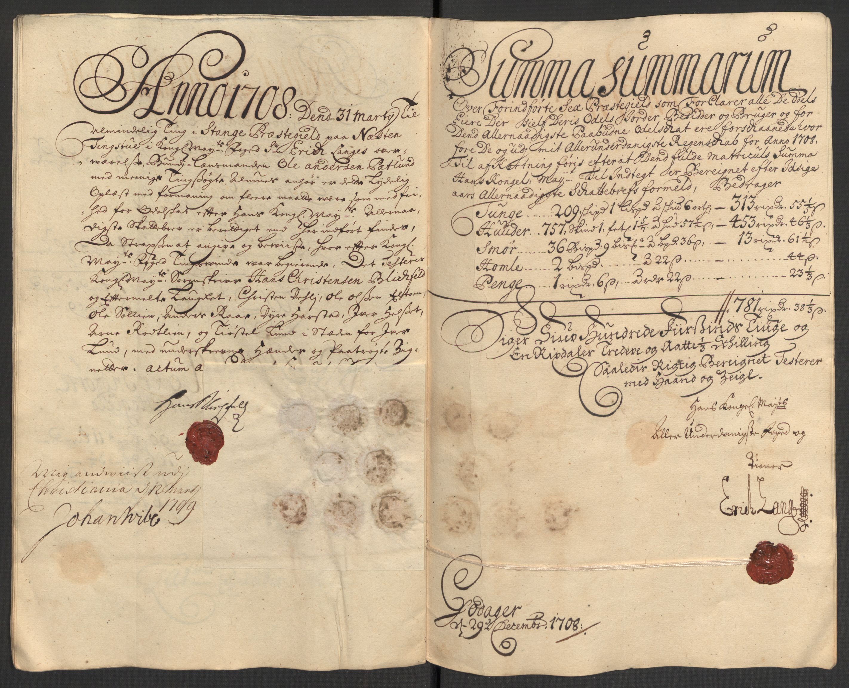 Rentekammeret inntil 1814, Reviderte regnskaper, Fogderegnskap, AV/RA-EA-4092/R16/L1044: Fogderegnskap Hedmark, 1708, s. 285