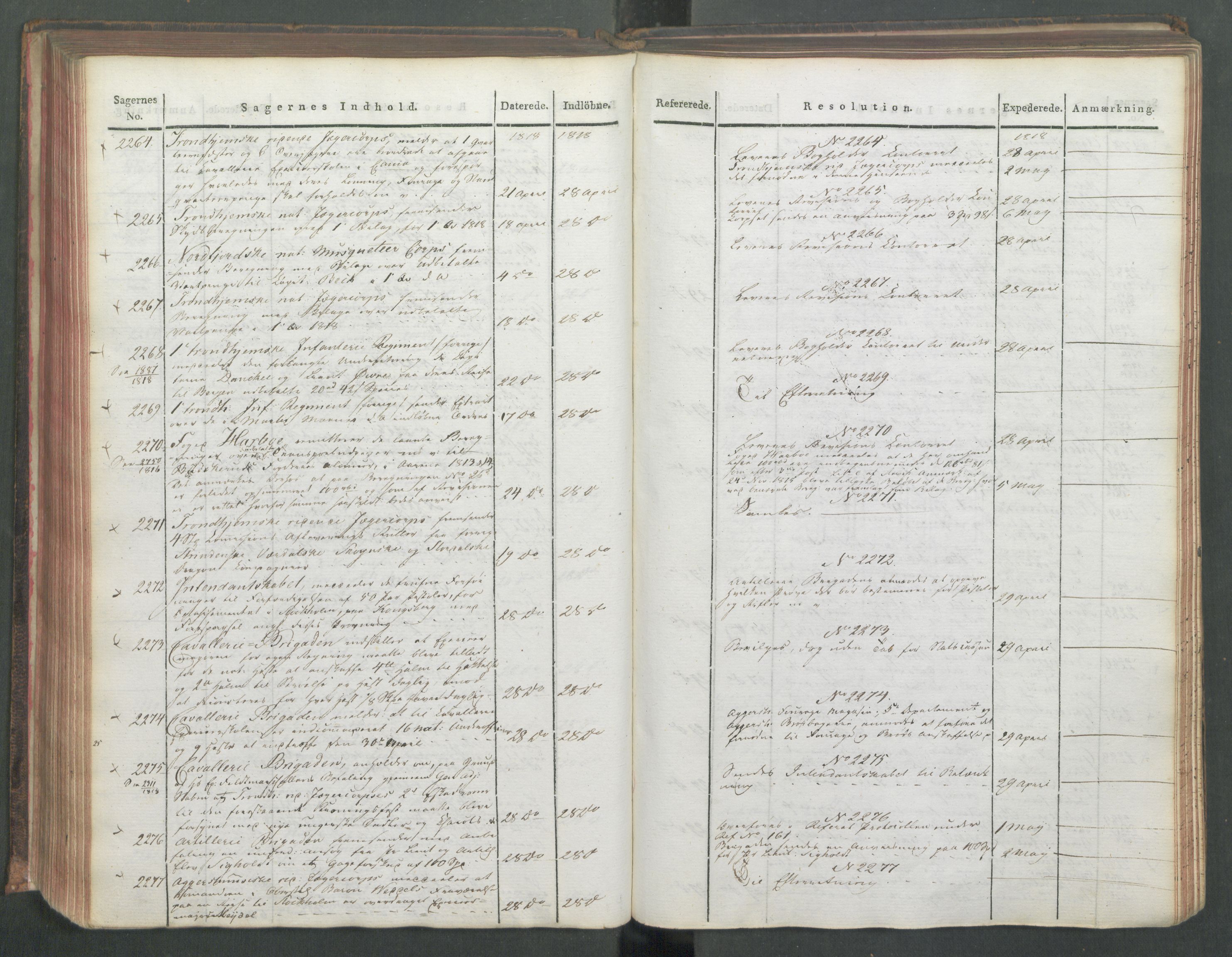 Armédepartementet, AV/RA-RAFA-3493/C/Ca/L0015: 6. Departements Journal, 1818