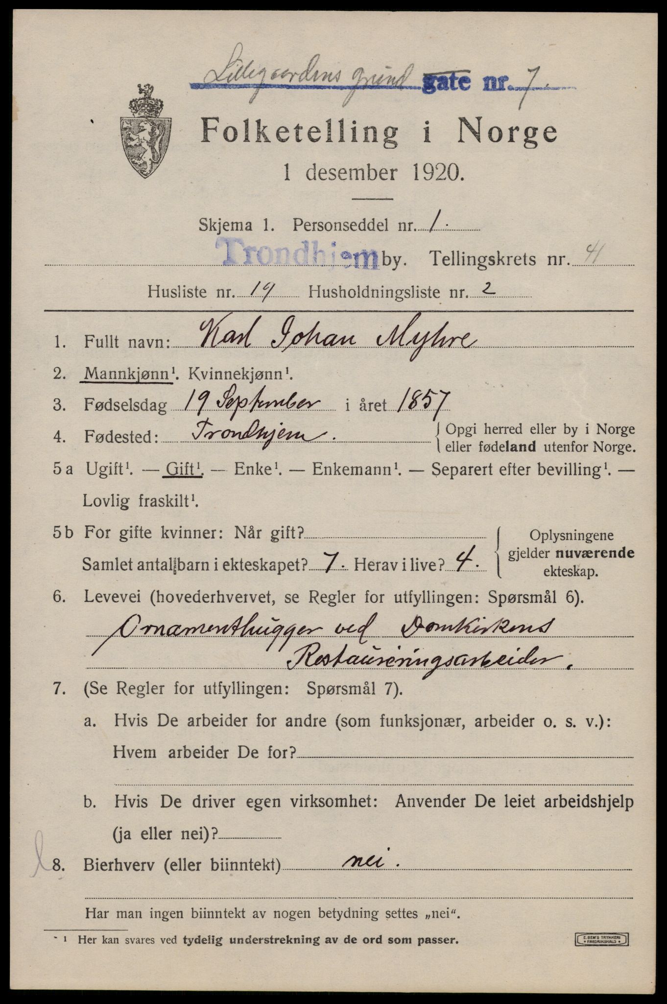 SAT, Folketelling 1920 for 1601 Trondheim kjøpstad, 1920, s. 88964