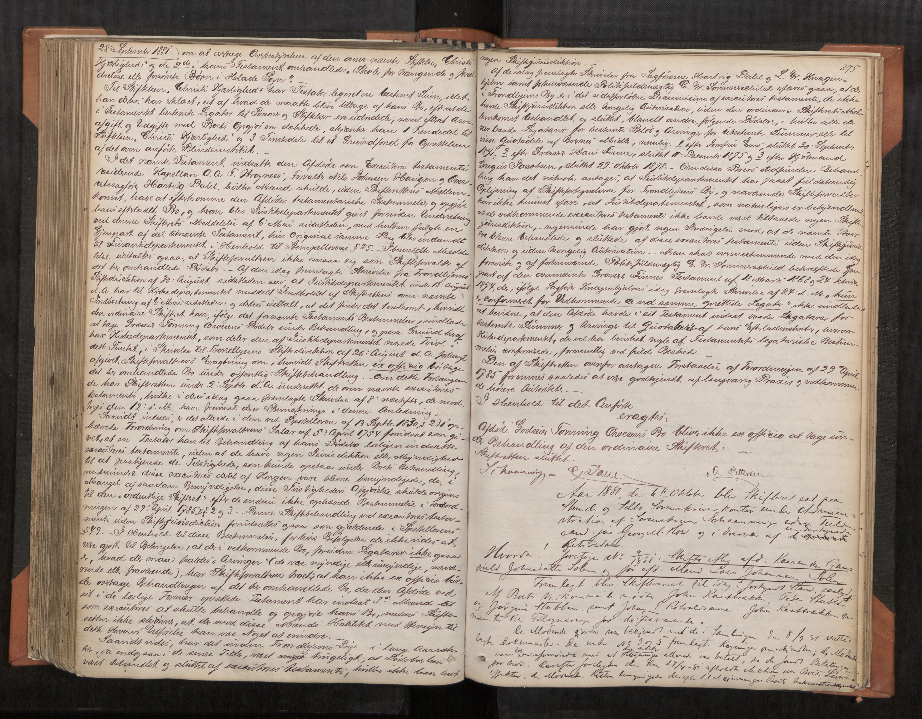 Strinda og Selbu sorenskriveri, AV/SAT-A-0015/3/3B/L0004: Skifteforhandlingsprot. 4 4, 1866-1883, s. 275