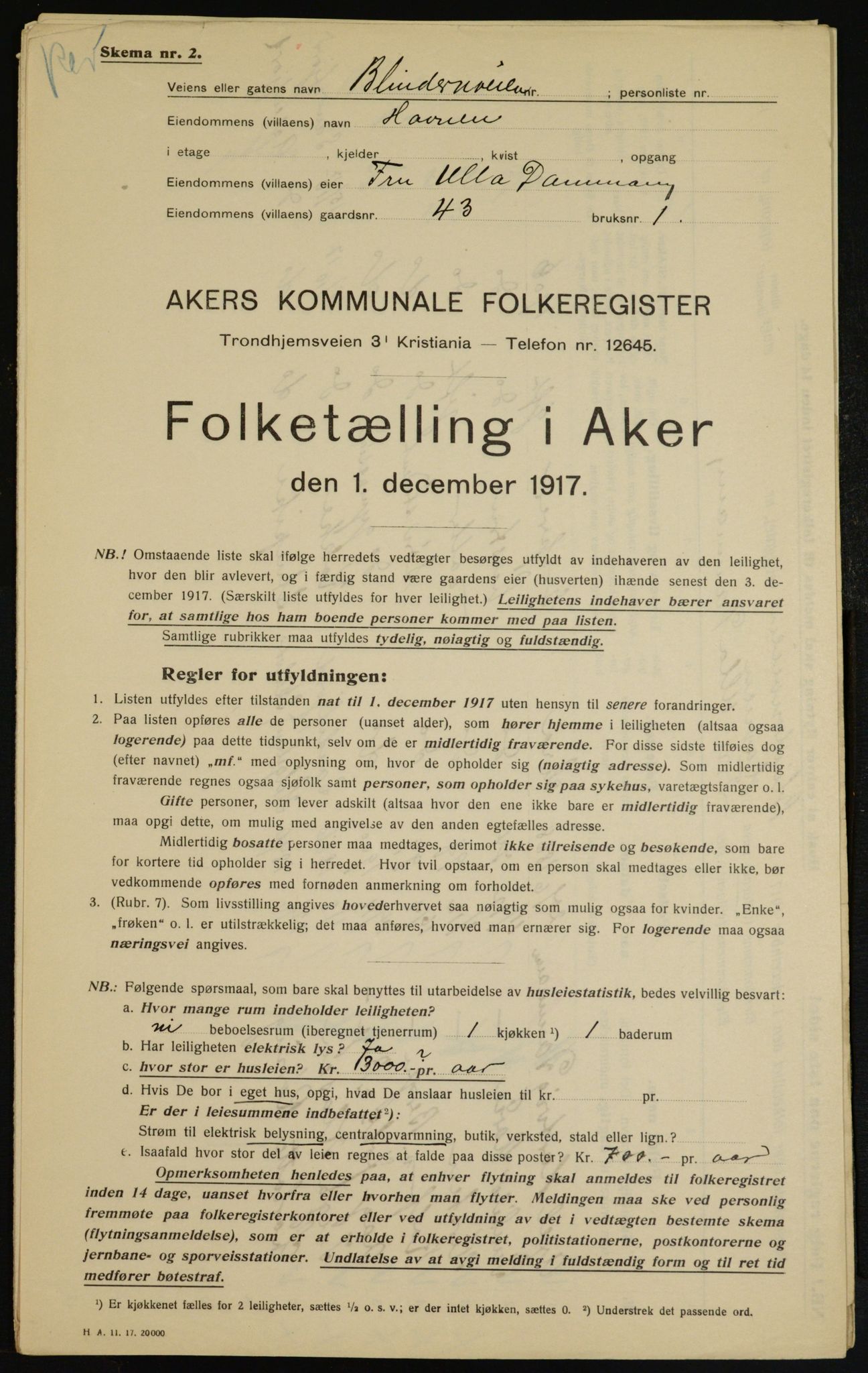 OBA, Kommunal folketelling 1.12.1917 for Aker, 1917, s. 10430