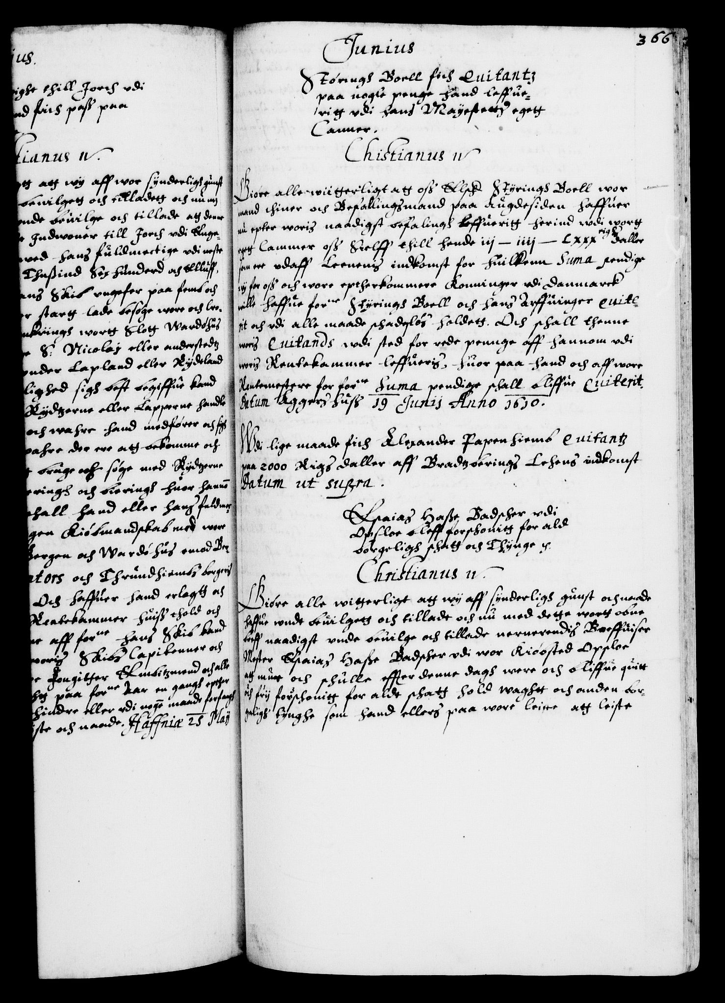 Danske Kanselli 1572-1799, RA/EA-3023/F/Fc/Fca/Fcaa/L0003: Norske registre (mikrofilm), 1596-1616, s. 366a