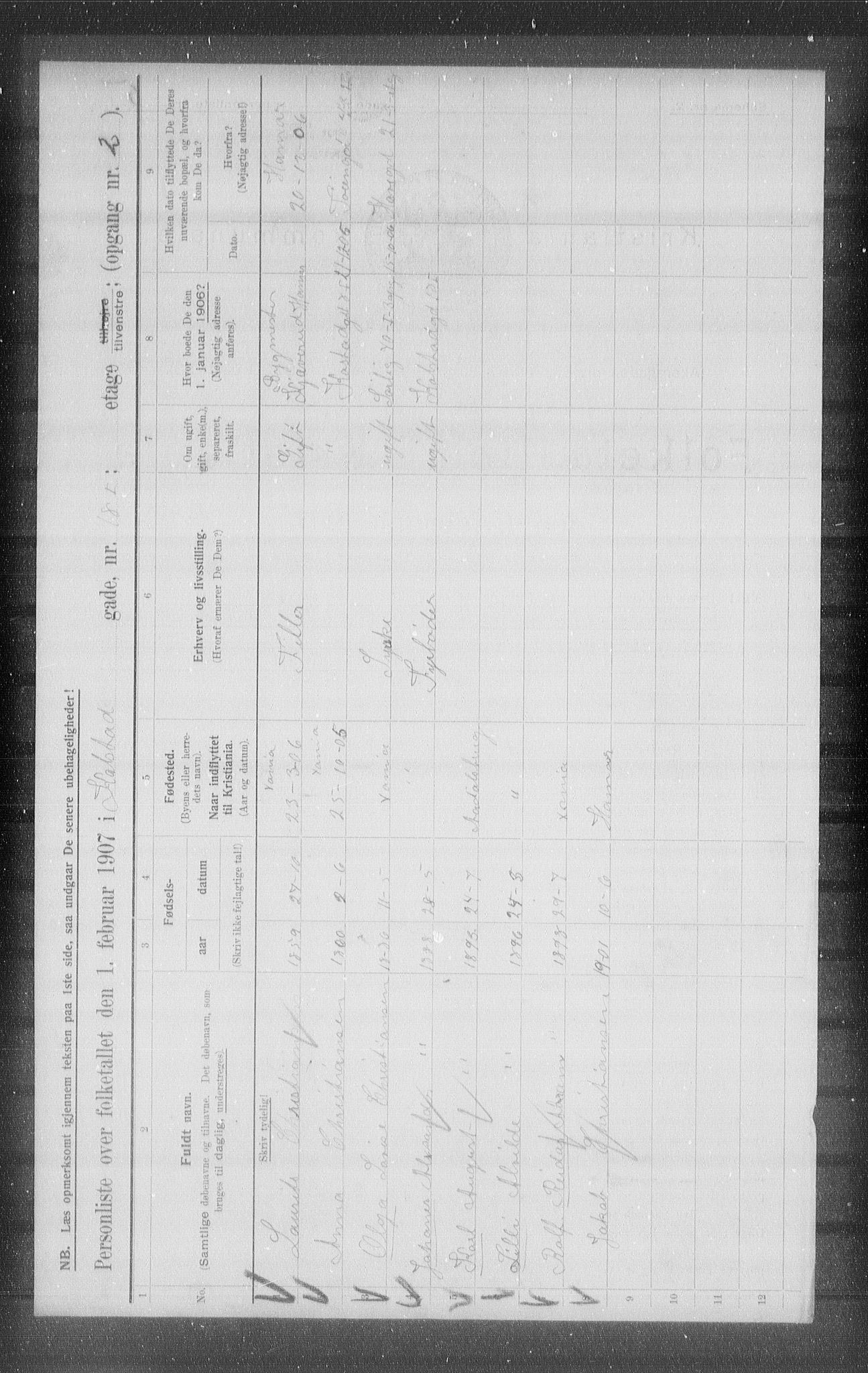 OBA, Kommunal folketelling 1.2.1907 for Kristiania kjøpstad, 1907, s. 26684