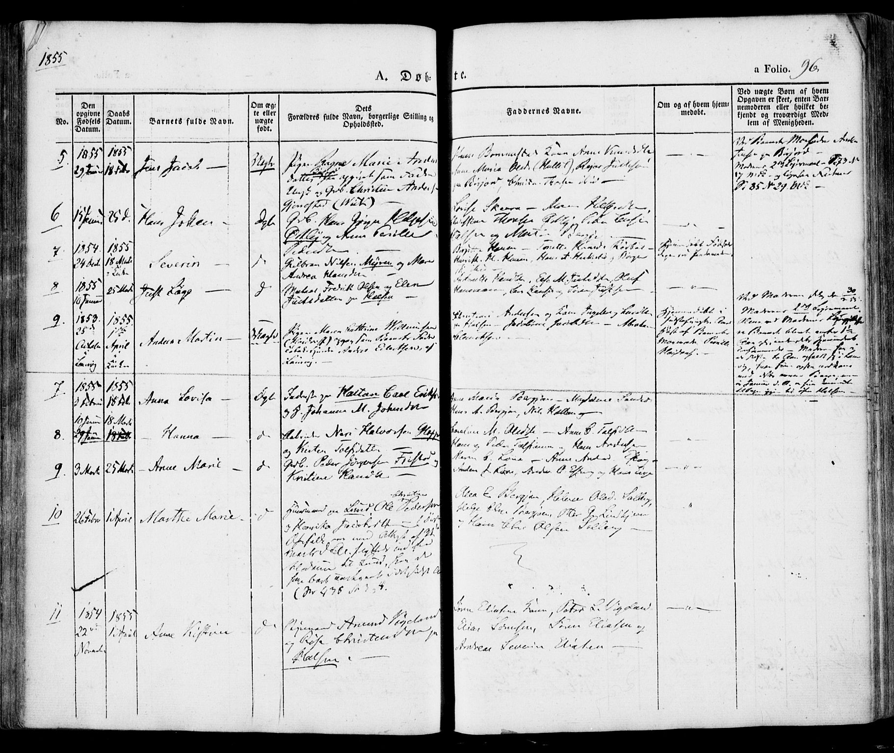 Tjølling kirkebøker, AV/SAKO-A-60/F/Fa/L0006: Ministerialbok nr. 6, 1835-1859, s. 96