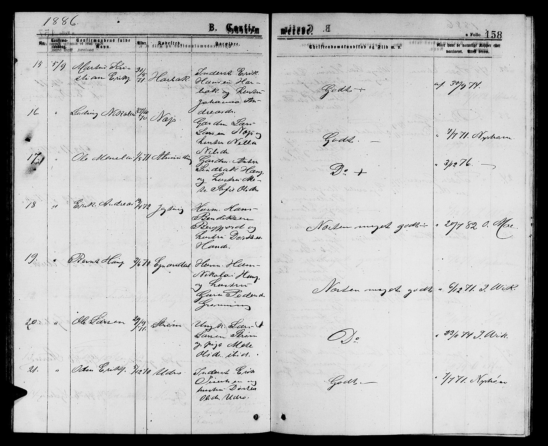 Ministerialprotokoller, klokkerbøker og fødselsregistre - Sør-Trøndelag, AV/SAT-A-1456/657/L0715: Klokkerbok nr. 657C02, 1873-1888, s. 158