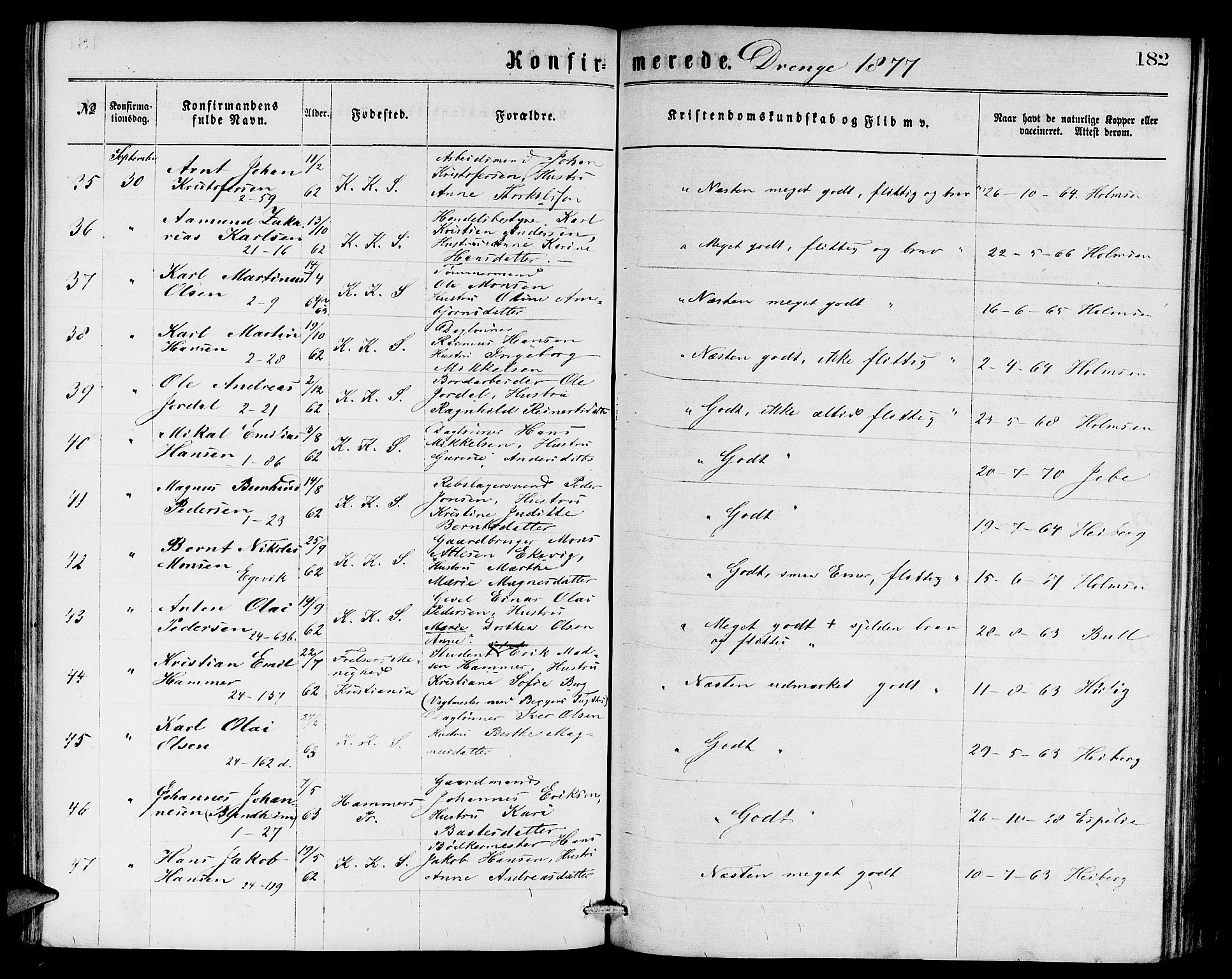 Sandviken Sokneprestembete, AV/SAB-A-77601/H/Hb: Klokkerbok nr. A 1, 1867-1879, s. 182
