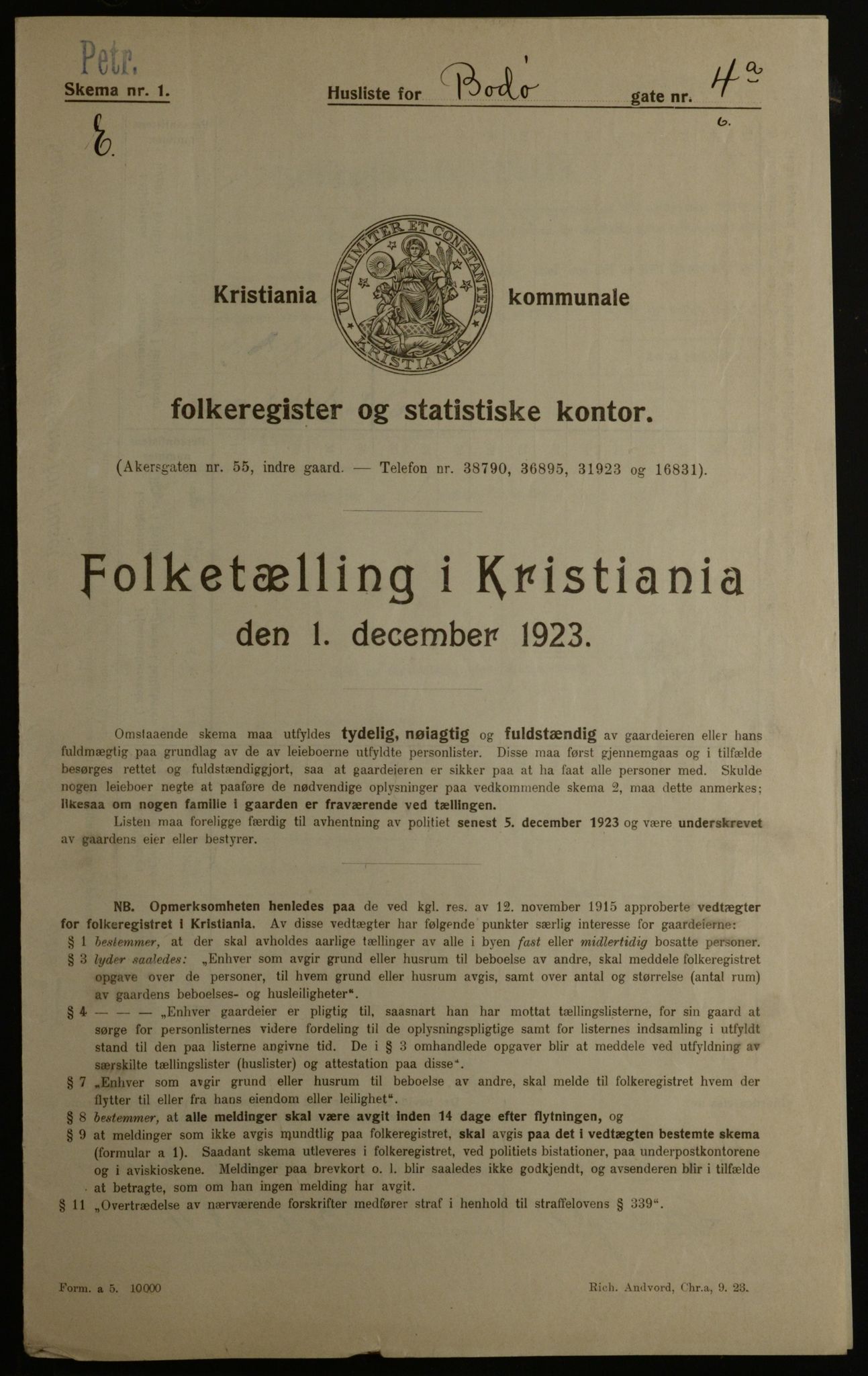 OBA, Kommunal folketelling 1.12.1923 for Kristiania, 1923, s. 7753