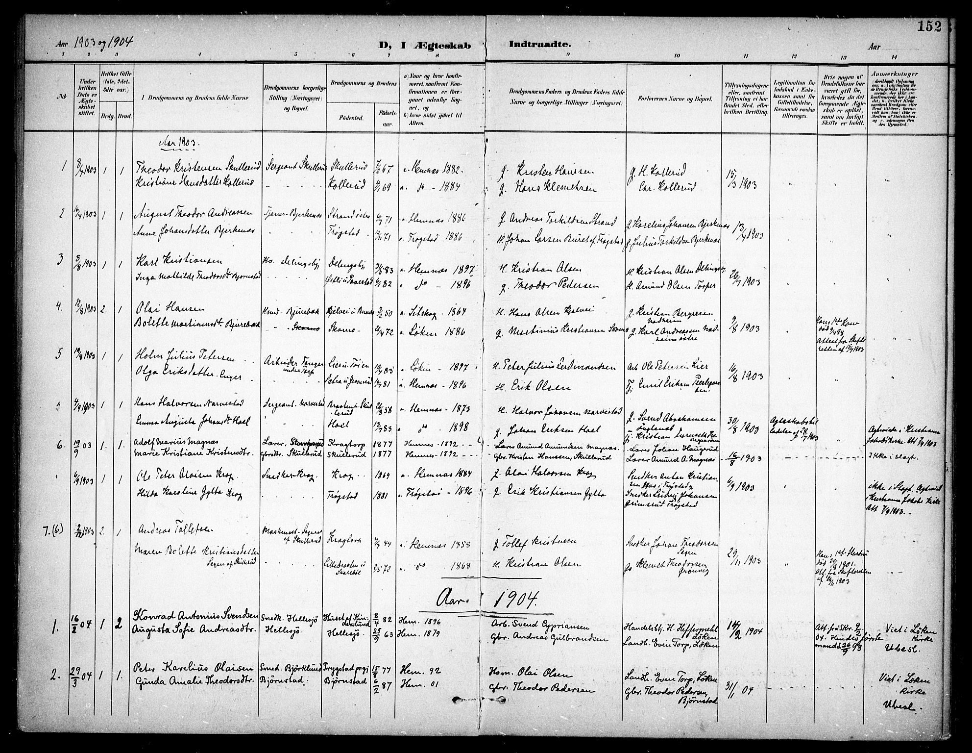 Høland prestekontor Kirkebøker, AV/SAO-A-10346a/F/Fb/L0003: Ministerialbok nr. II 3, 1897-1912, s. 152