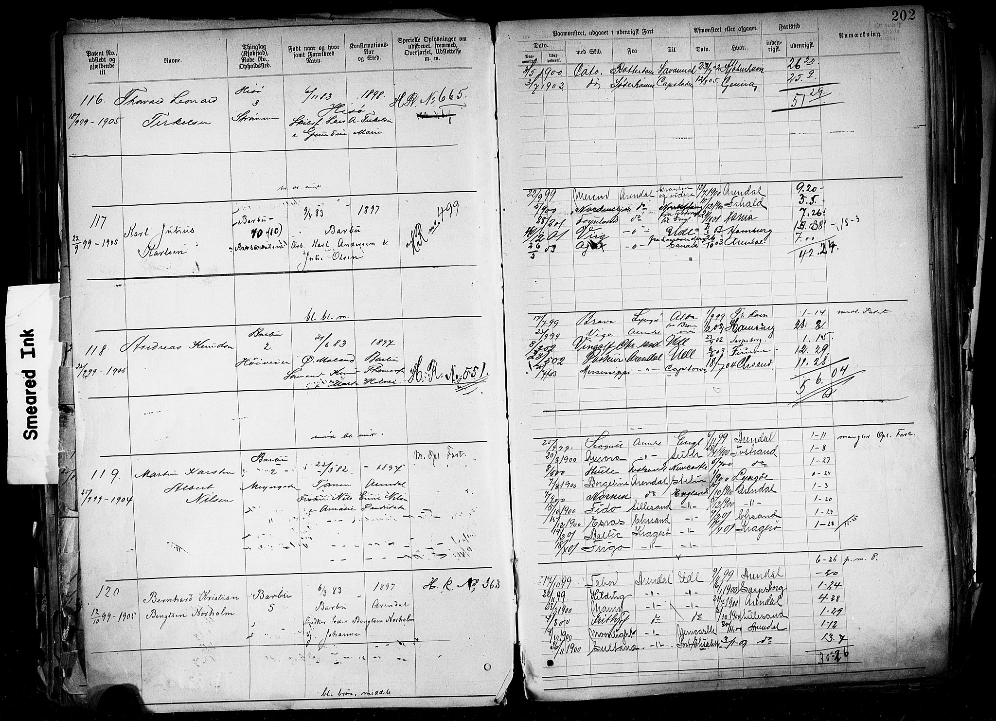 Arendal mønstringskrets, AV/SAK-2031-0012/F/Fa/L0004: Annotasjonsrulle nr 3828-4715 og nr 1-1296, S-4, 1892-1918, s. 208