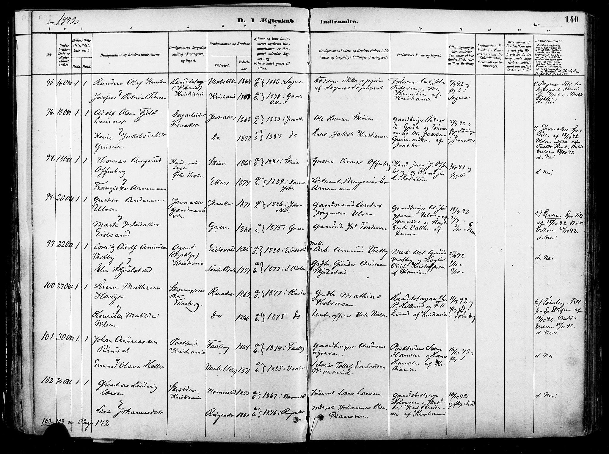 Johannes prestekontor Kirkebøker, AV/SAO-A-10852/F/Fa/L0004: Ministerialbok nr. 4, 1883-1907, s. 140