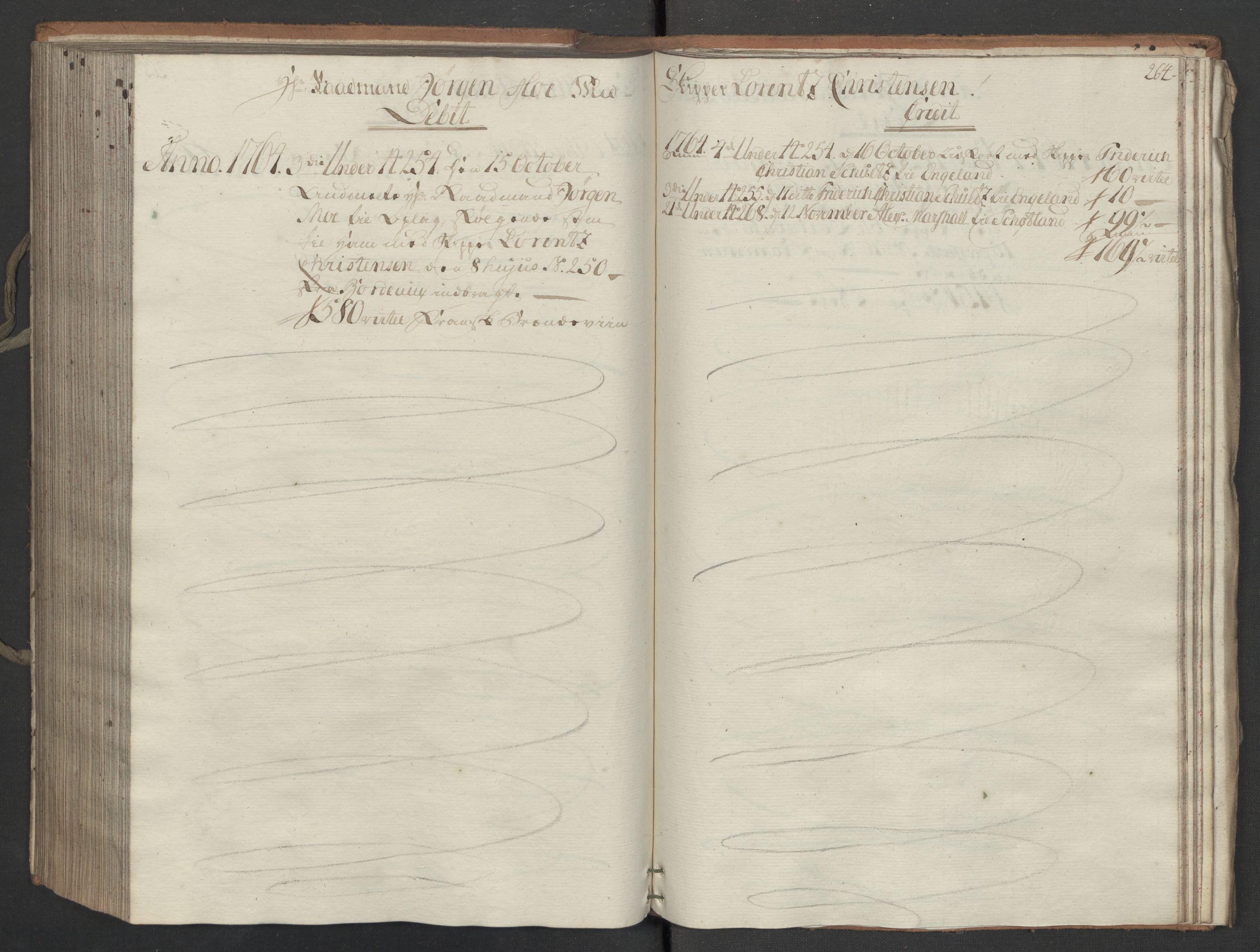 Generaltollkammeret, tollregnskaper, AV/RA-EA-5490/R16/L0054/0001: Tollregnskaper Kristiansand / Inngående hovedtollbok, 1764, s. 263b-264a