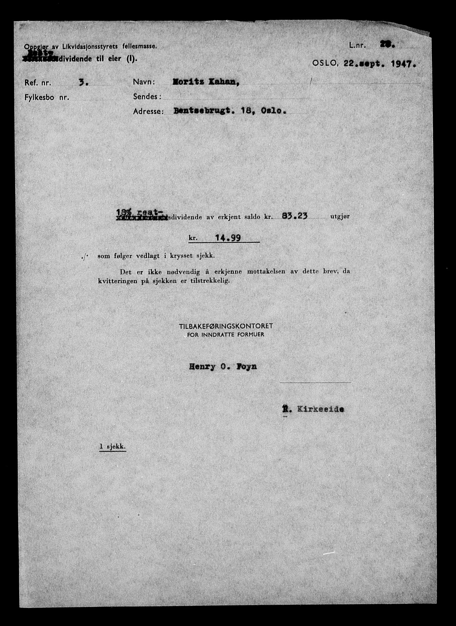 Justisdepartementet, Tilbakeføringskontoret for inndratte formuer, AV/RA-S-1564/H/Hc/Hcc/L0948: --, 1945-1947, s. 412