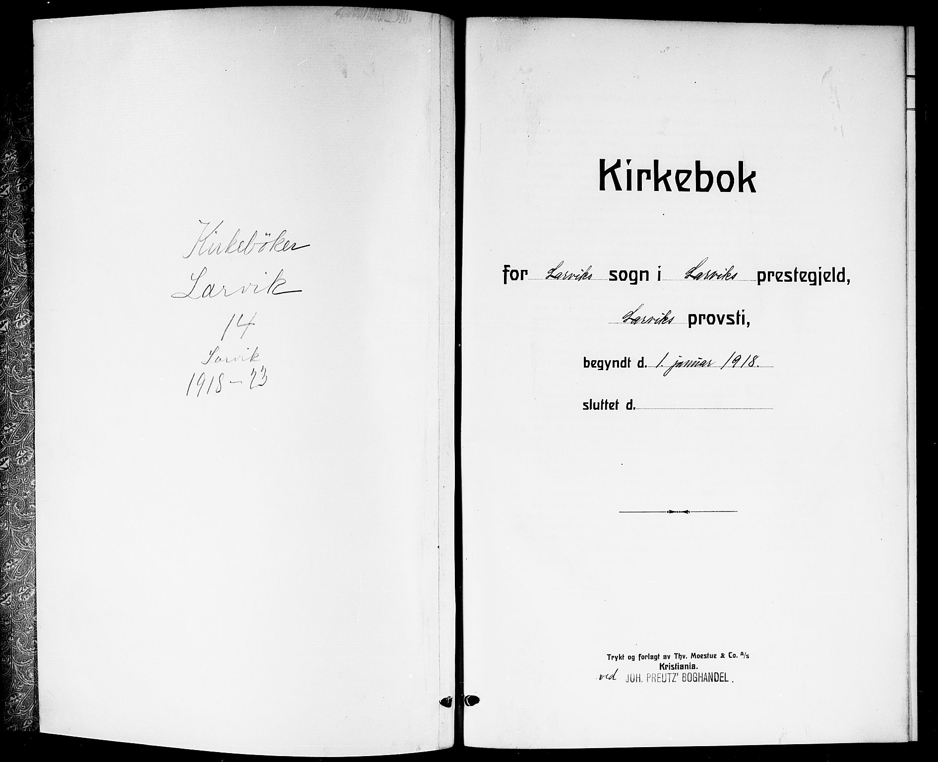 Larvik kirkebøker, SAKO/A-352/G/Ga/L0009: Klokkerbok nr. I 9, 1918-1923