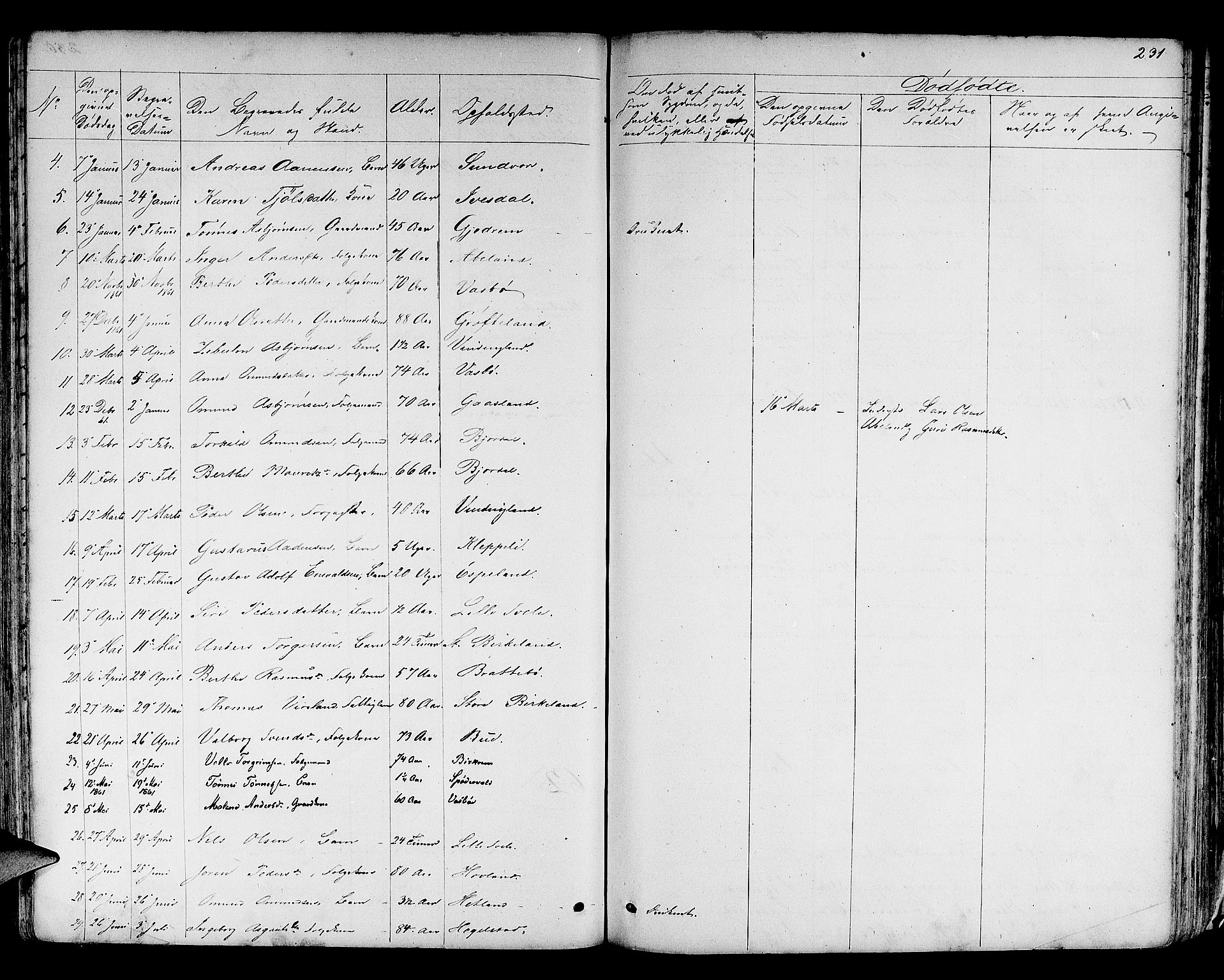 Helleland sokneprestkontor, AV/SAST-A-101810: Klokkerbok nr. B 3, 1847-1886, s. 231