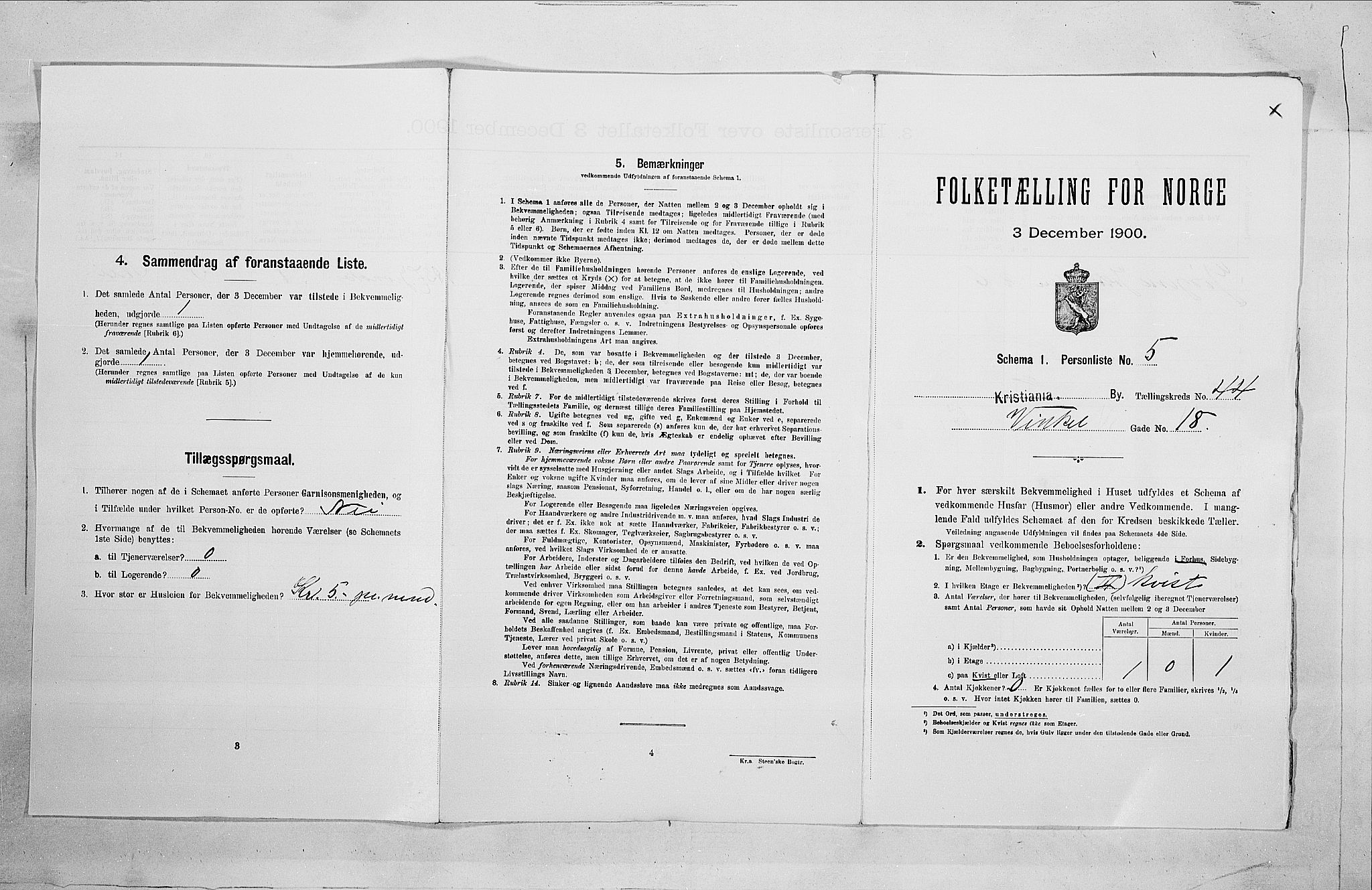 SAO, Folketelling 1900 for 0301 Kristiania kjøpstad, 1900, s. 113593