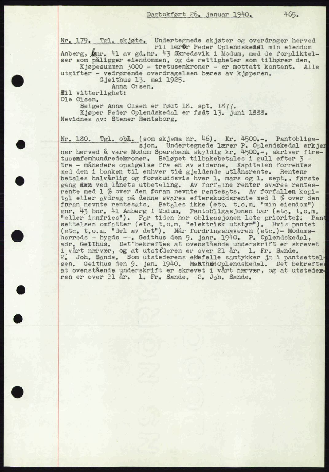 Eiker, Modum og Sigdal sorenskriveri, SAKO/A-123/G/Ga/Gab/L0041: Pantebok nr. A11, 1939-1940, Dagboknr: 179/1940