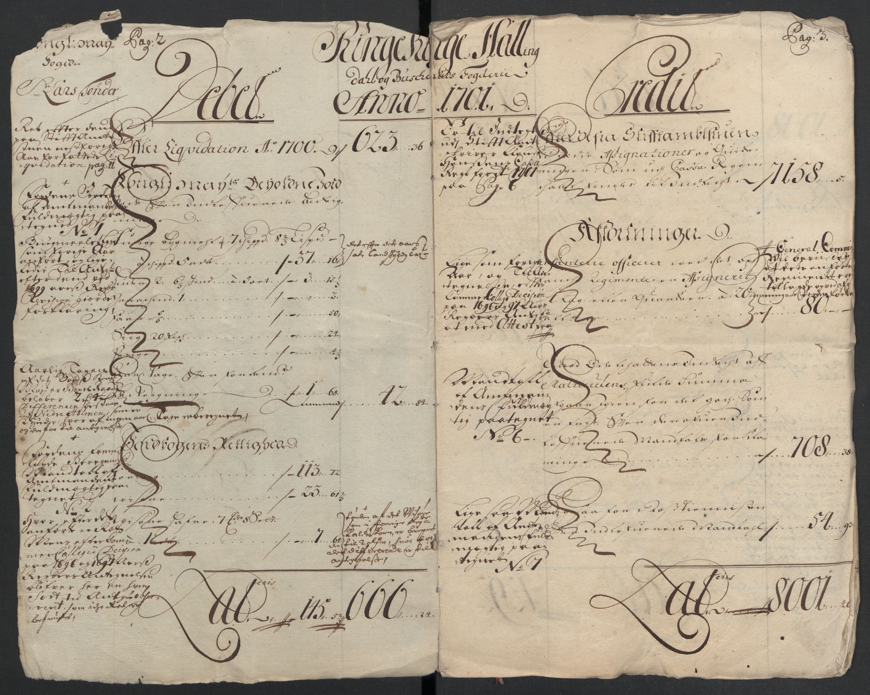 Rentekammeret inntil 1814, Reviderte regnskaper, Fogderegnskap, RA/EA-4092/R22/L1458: Fogderegnskap Ringerike, Hallingdal og Buskerud, 1701, s. 4