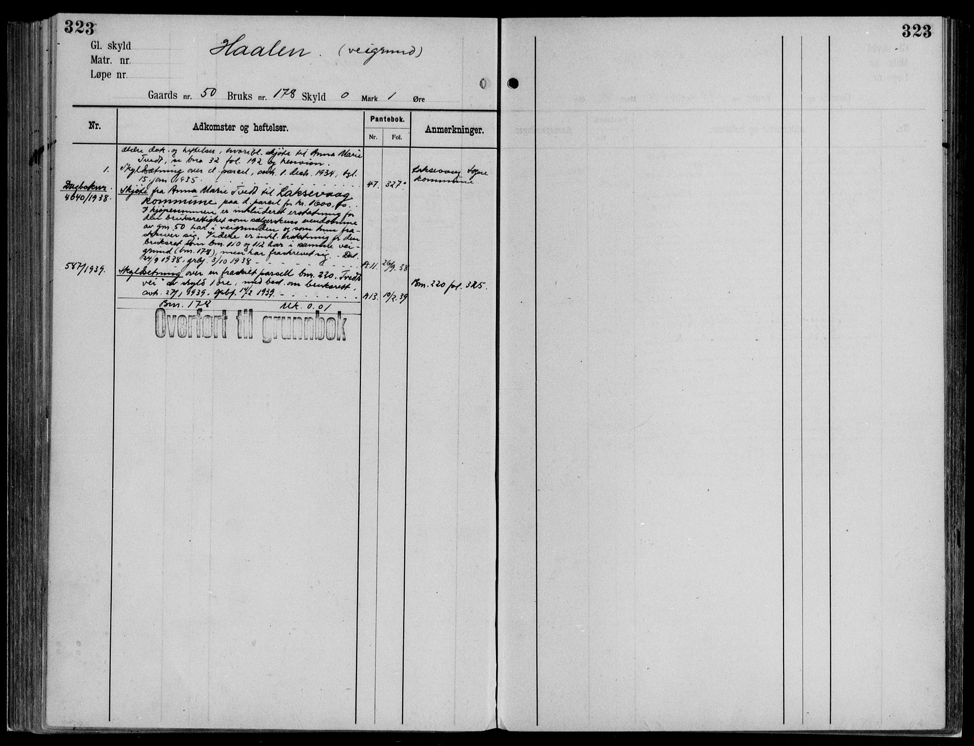 Midhordland sorenskriveri, AV/SAB-A-3001/1/G/Ga/Gab/L0112: Panteregister nr. II.A.b.112, s. 323