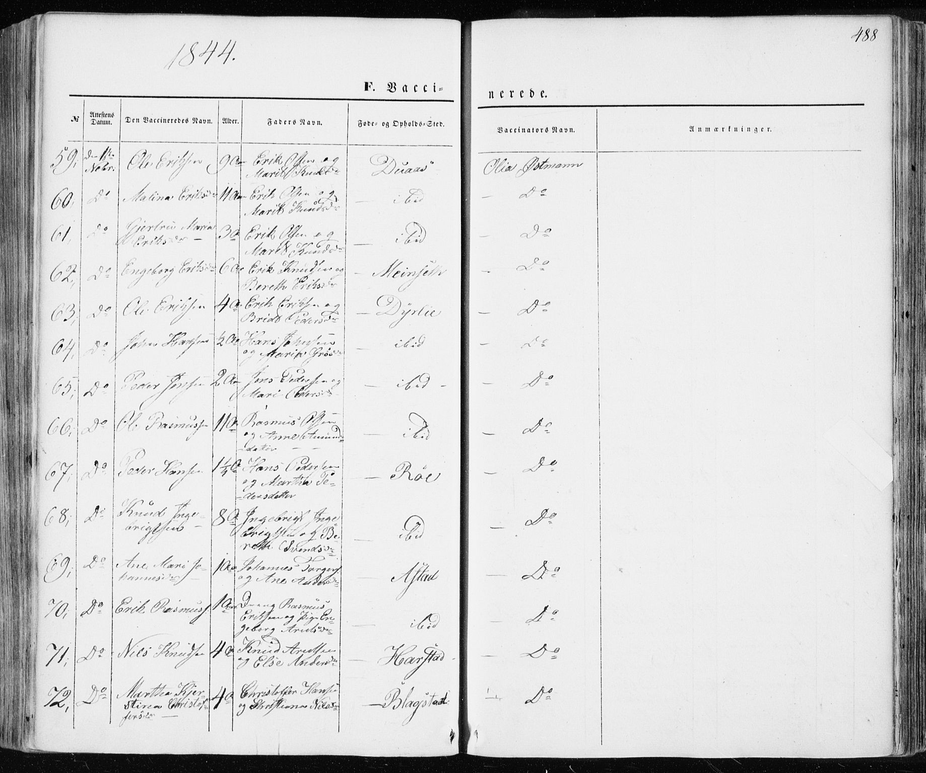 Ministerialprotokoller, klokkerbøker og fødselsregistre - Møre og Romsdal, AV/SAT-A-1454/586/L0984: Ministerialbok nr. 586A10, 1844-1856, s. 488