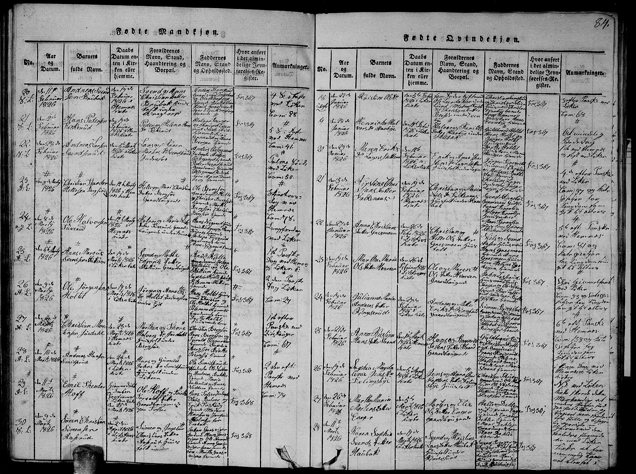 Høland prestekontor Kirkebøker, AV/SAO-A-10346a/G/Ga/L0001: Klokkerbok nr. I 1, 1814-1827, s. 84