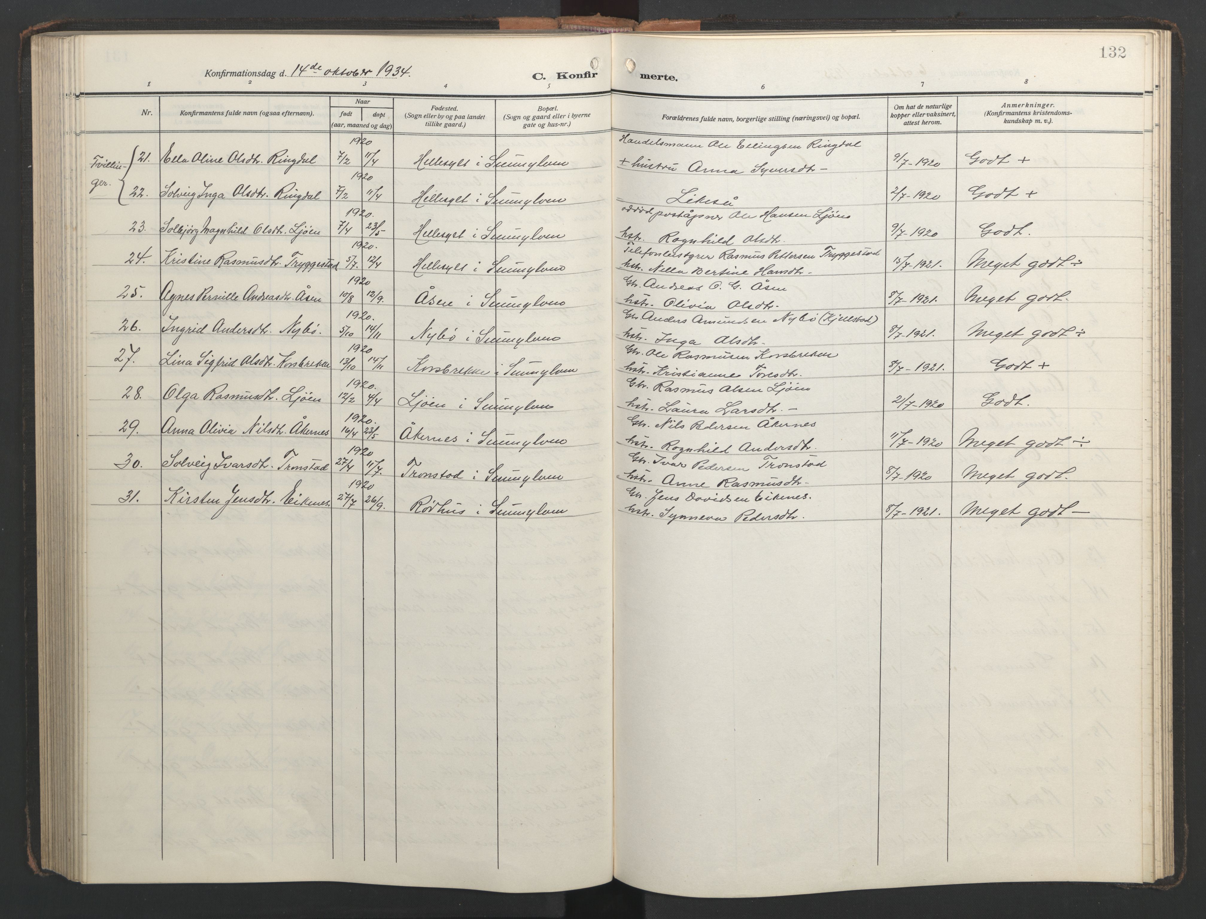 Ministerialprotokoller, klokkerbøker og fødselsregistre - Møre og Romsdal, AV/SAT-A-1454/517/L0232: Klokkerbok nr. 517C05, 1910-1946, s. 132