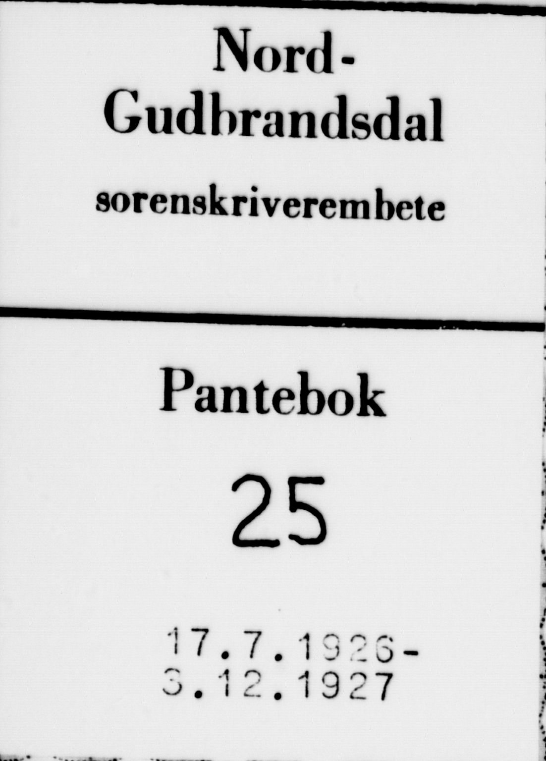 Nord-Gudbrandsdal tingrett, SAH/TING-002/H/Hb/Hba/L0025: Pantebok nr. 25, 1926-1927