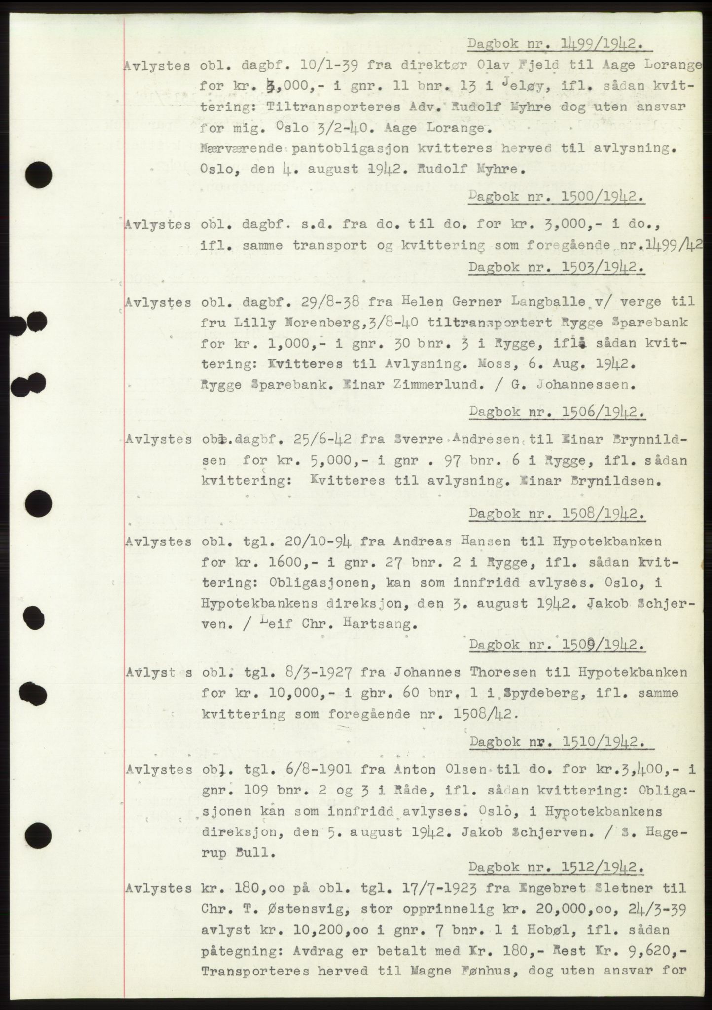Moss sorenskriveri, SAO/A-10168: Pantebok nr. C10, 1938-1950, Dagboknr: 1499/1942