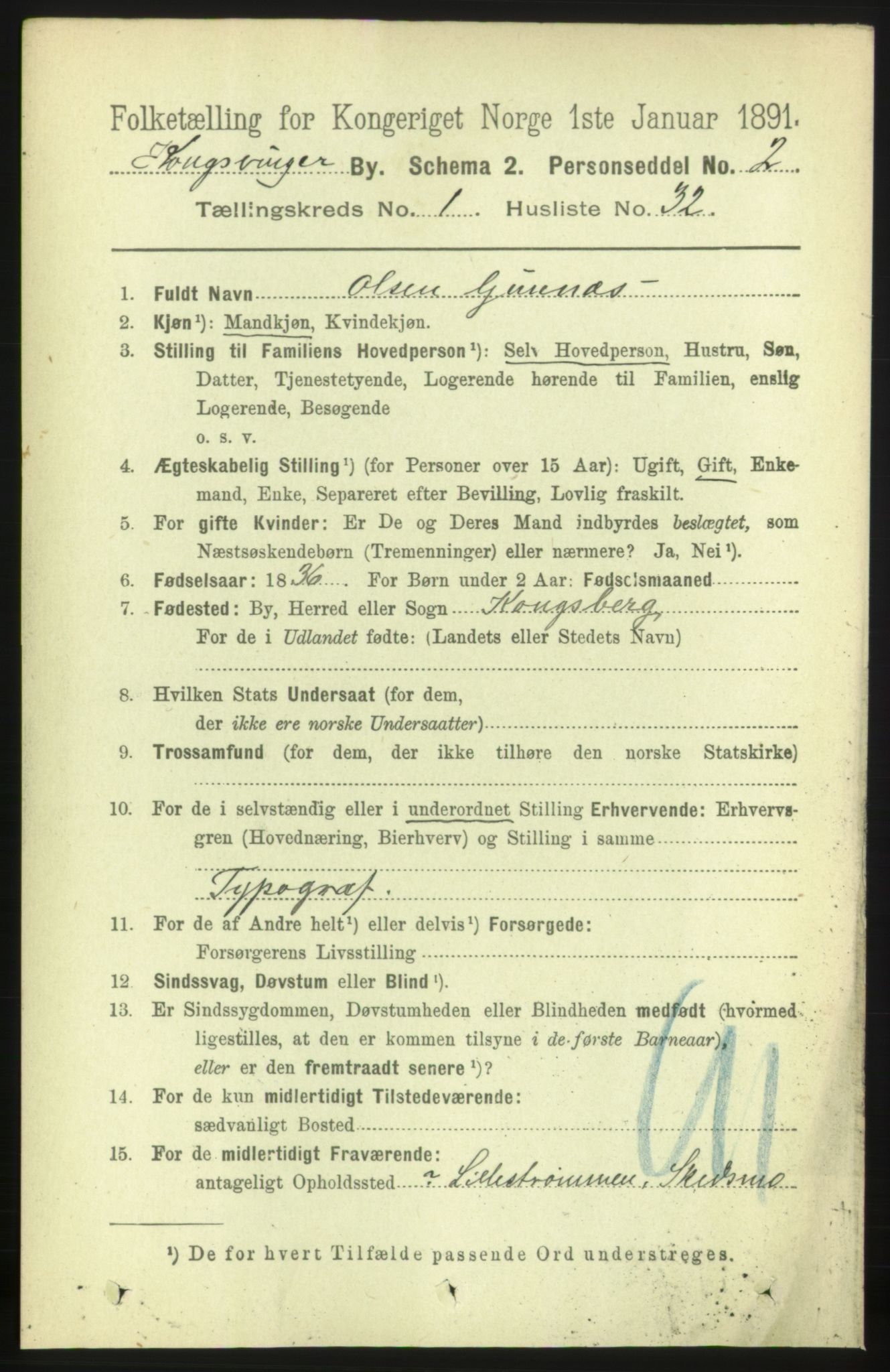 RA, Folketelling 1891 for 0402 Kongsvinger kjøpstad, 1891, s. 638